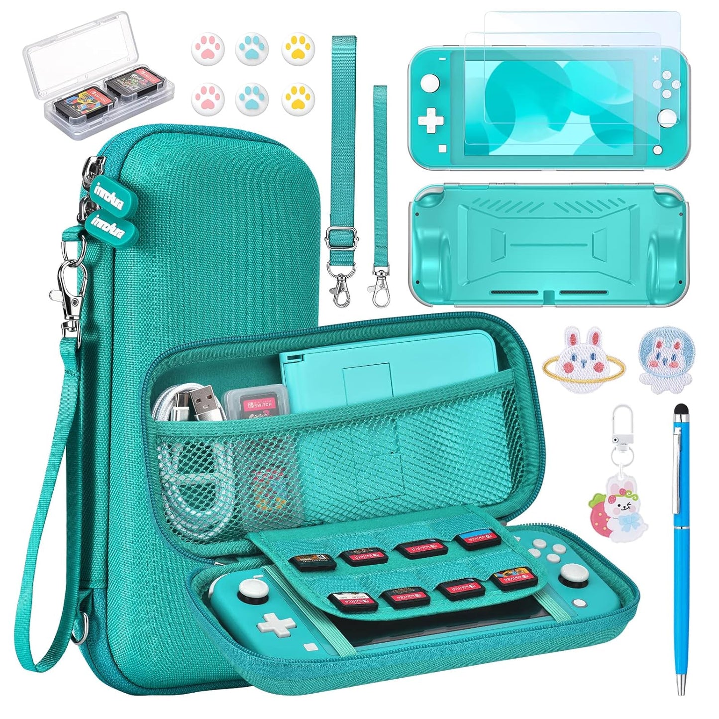 Switch Lite Case 18 in 1 Switch Lite Accessories Bundle with Switch Lite Carrying Case, Switch Game Case, Switch Lite Screen Protector, Switch Thumb Grips (Purple)