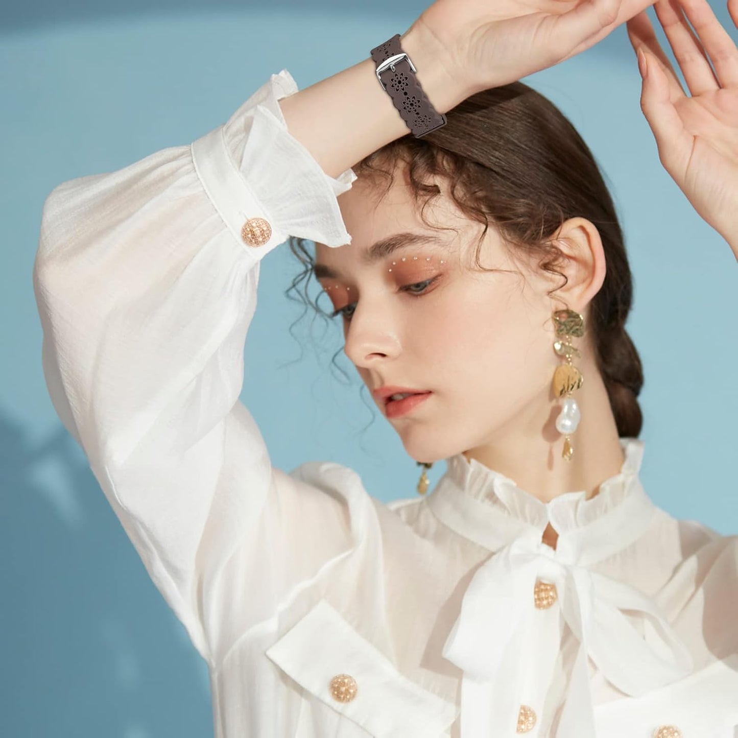 Floral Silicone Band Compatible with Apple Watch Bands 38Mm 40Mm 42Mm 44Mm 41Mm 45Mm 49Mm Women Men, Slim Hollow-Out Design Wristbands Soft Sport Breathable Watch Bands for Iwatch Ultra SE Series 9/8/7/6/5/4/3/2/1