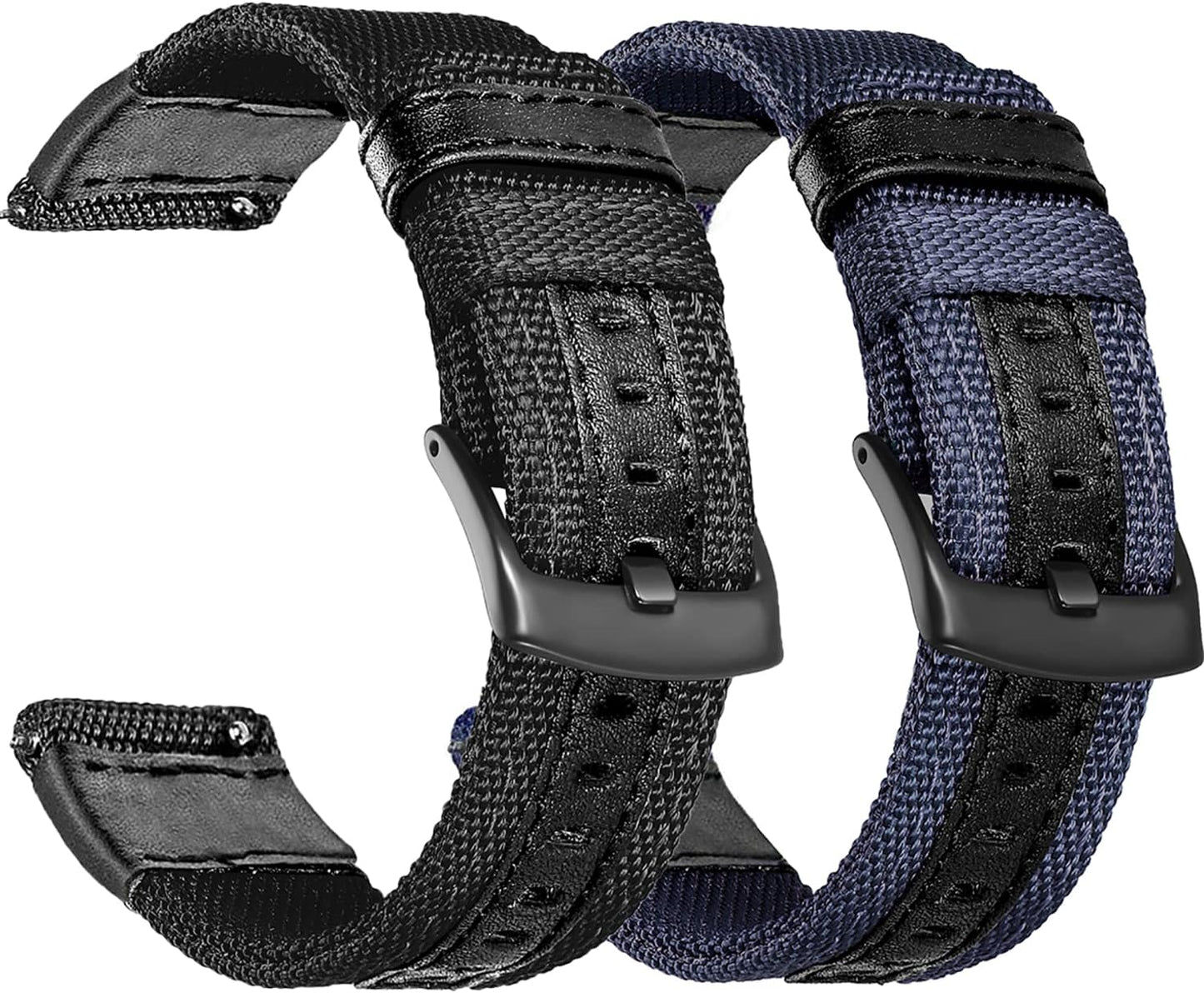 Galaxy Watch 5 Pro Bands/Watch 6/5/4 44Mm 40Mm Band Compatible with Samsung Watch 6/4 Classic 47Mm 43Mm 42Mm 46Mm Bands, 20Mm Nylon Sports Bands with Leather Wristband Replacement Strap