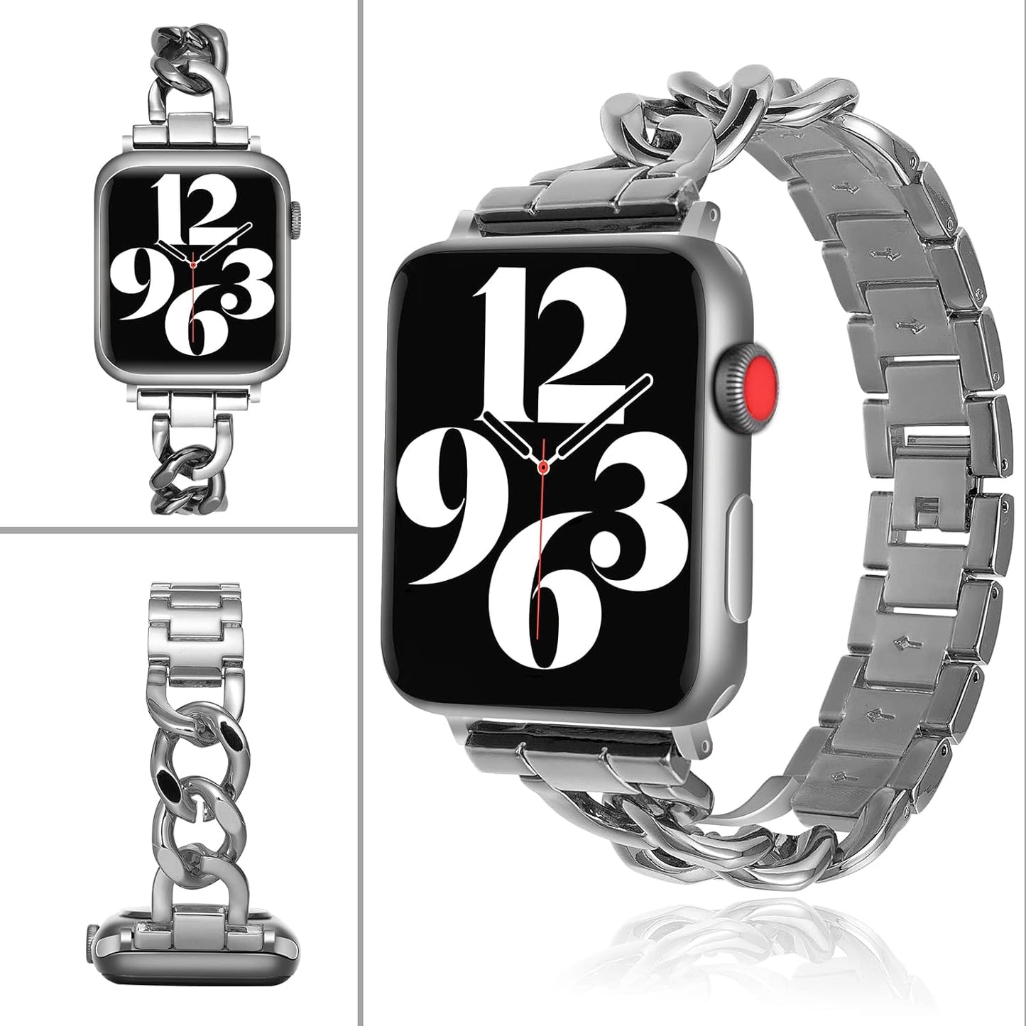 Stainless Steel Metal Band Compatible with Apple Watch Band 38Mm 40Mm 41Mm 42Mm 44Mm 45Mm Women Bracelet Replacement Wristband Strap for Iwatch Series 8/7/6/5/4/3/2/1 Ultra SE