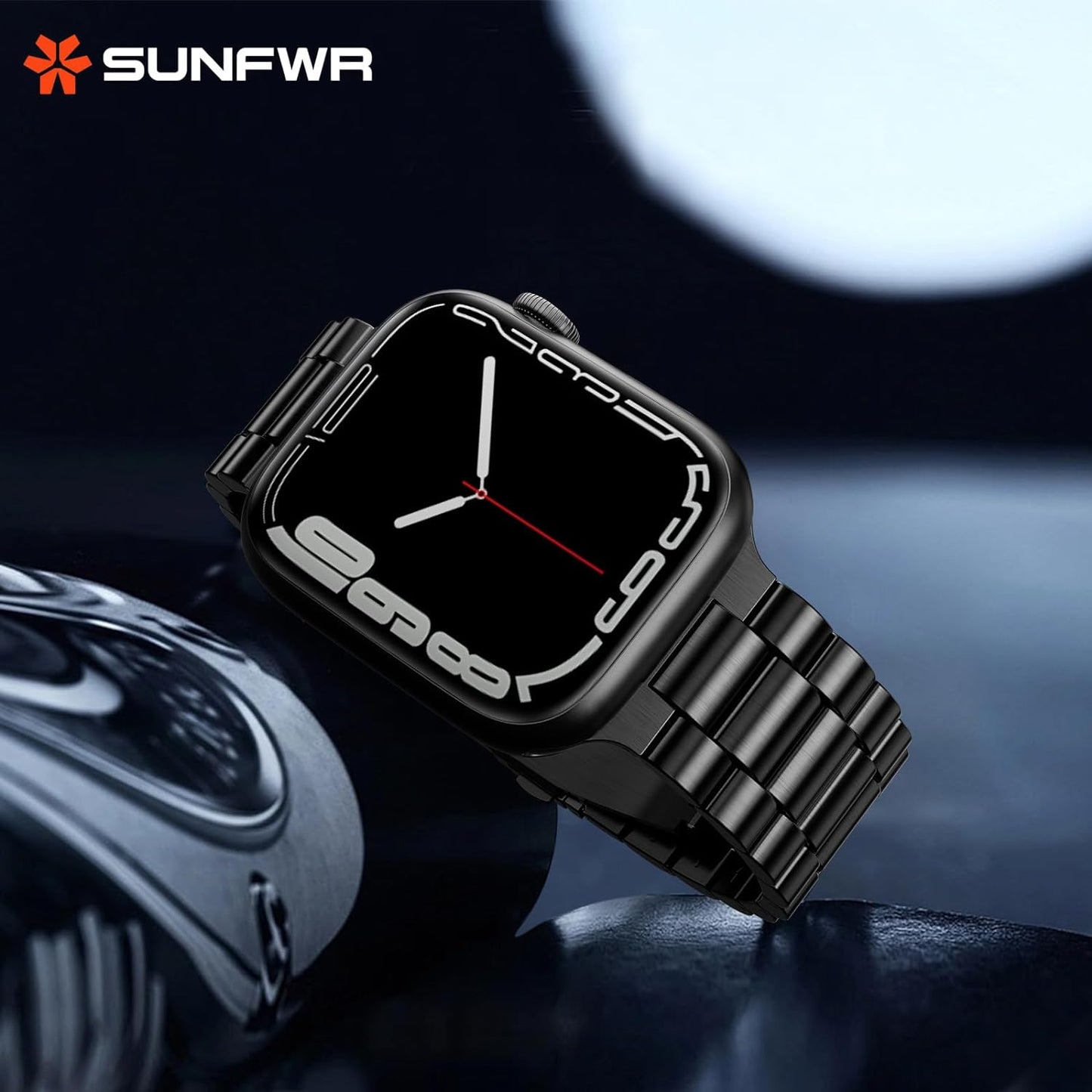 Compatible with Apple Watch Band 45Mm 44Mm 42Mm for Men Women, Stainless Steel Metal Iwatch Band with Case for Apple Watch Series 9/8/7/6/5/4/3/2/1/Se/Se2(Black, 42Mm 44Mm 45Mm)