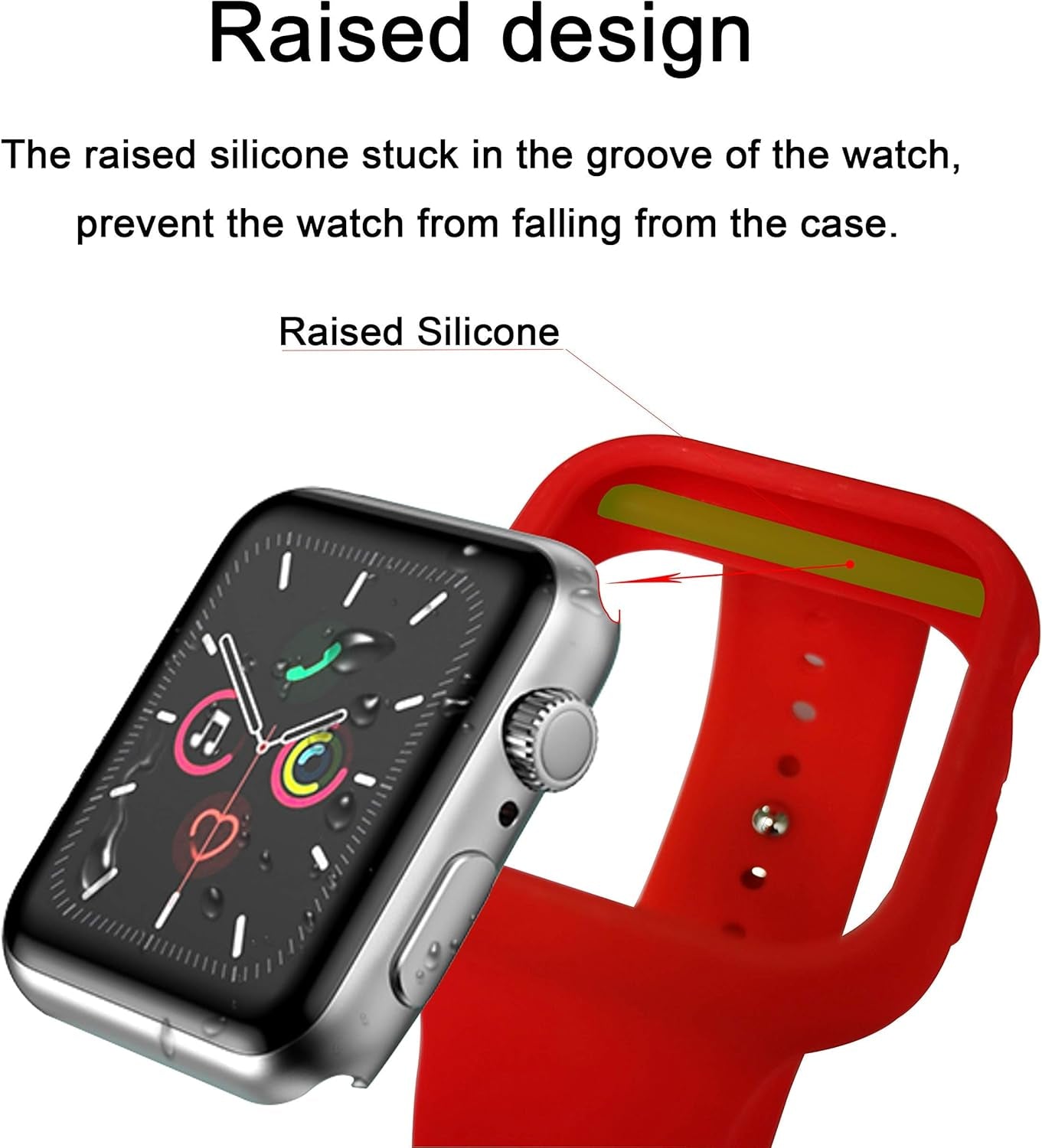 Compatible for Apple Watch Band with Case,Soft Silicone Sport Bands Wrist Strap with Protective Bumper for Iwatch SE Series 6 / Series5 / Series 4 Accessories.