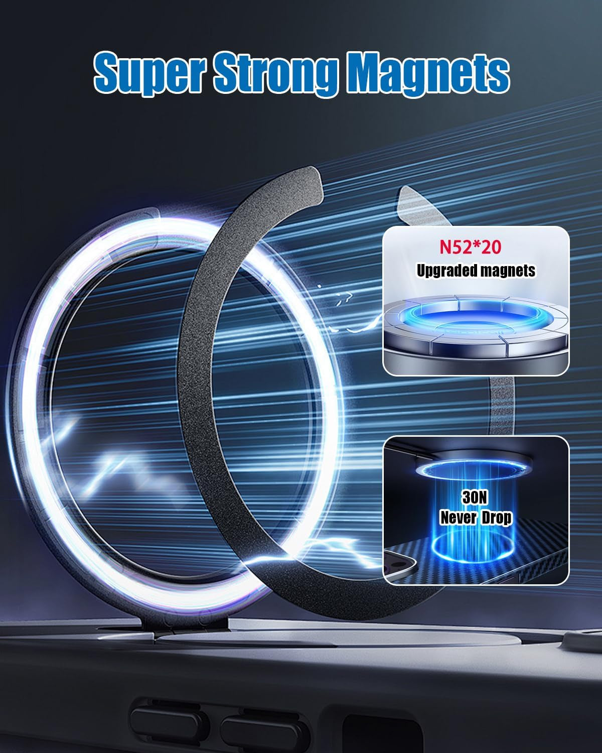 For Tesla Phone Mount Model 3(2024-2017)/Model Y(2024-2020), for Magsafe Strongest Magnetic Tesla Phone Holder for Tesla Accessories, Fits for Iphone 16/15/14/13/12 plus Pro Max, All Phones