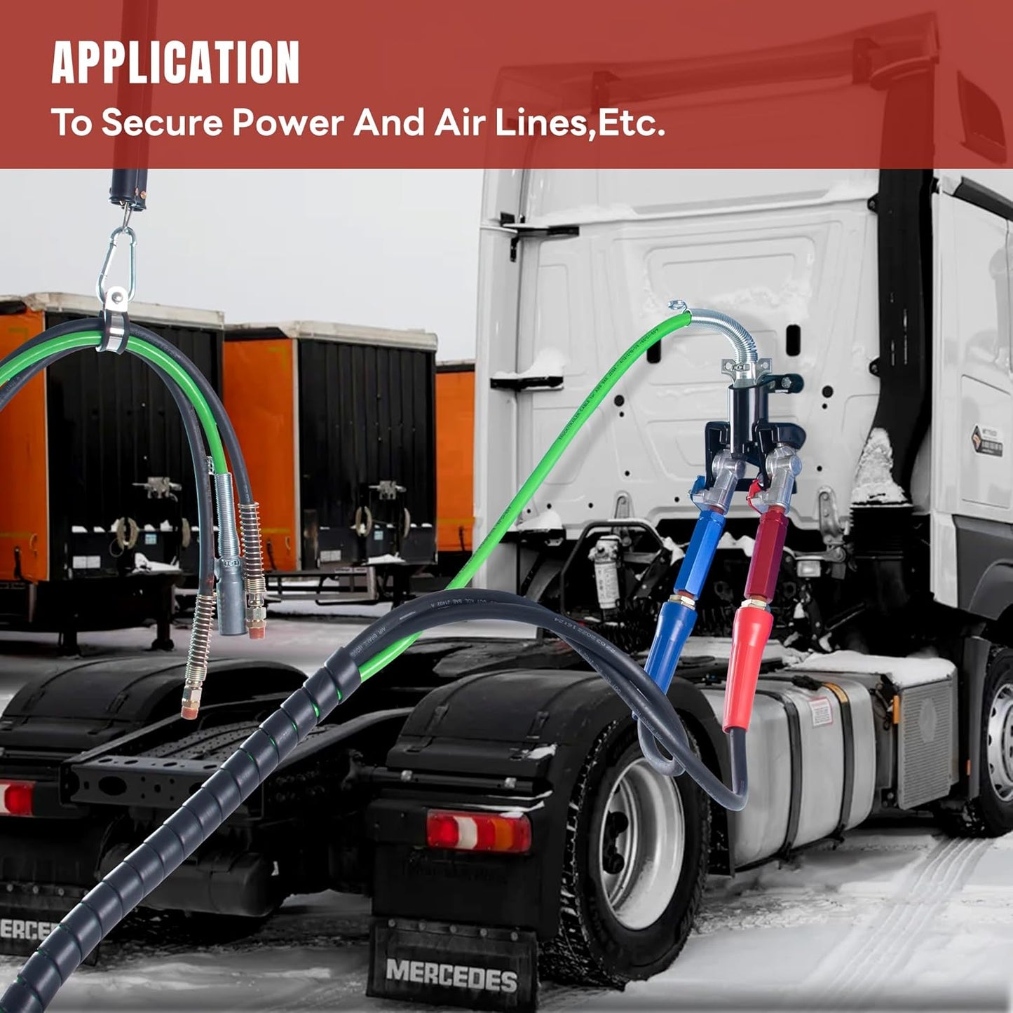 16” Double Tender Spring Kit, Dual Tender Spring for Suspending Trailer Air Line & Electric Cords, Tender Spring Assembly with Hanger Bracket for Semi Trucks Tractors Trailers