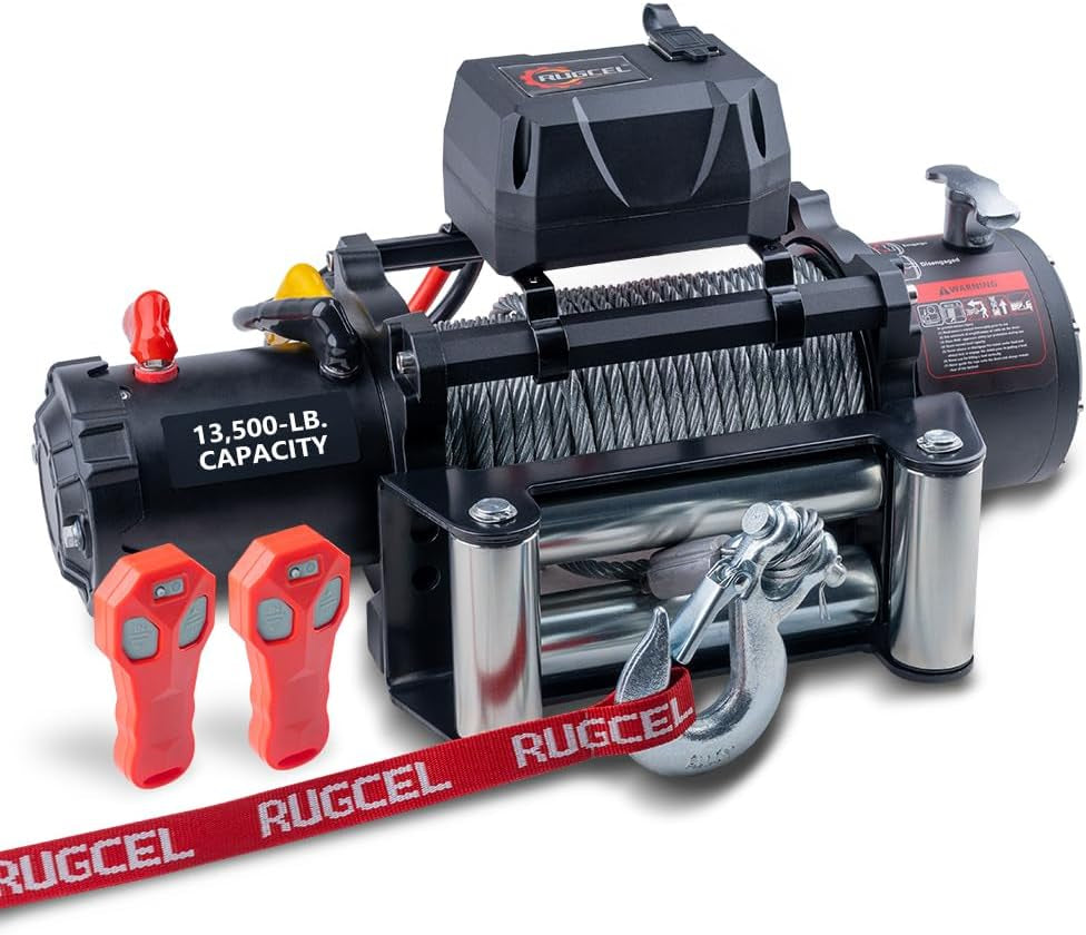 13500Lb Waterproof Electric Truck Winch 12V Steel Rope Jeep Winch with Roller Fairlead, Wired Handle and 2 Infrared Remote,For UTV ATV & Jeep Truck and Wrangler in Car Lift TRUCK DRIVER