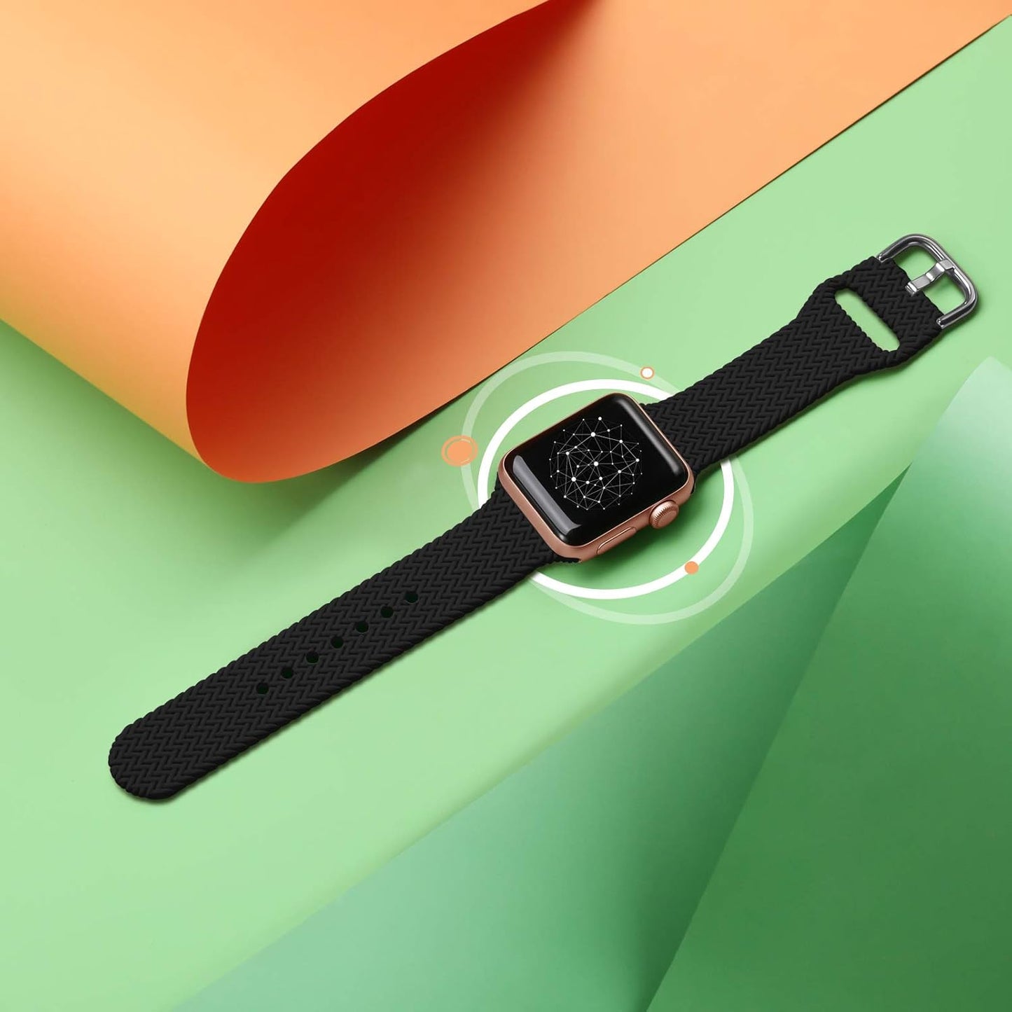 Compatible with Apple Watch Band 38Mm 40Mm Women Men Series 6, Comfortable Flexible Textured Weave Pattern Sport Wristband for Apple Watch SE Series 6 5 4 3 2 1, Black