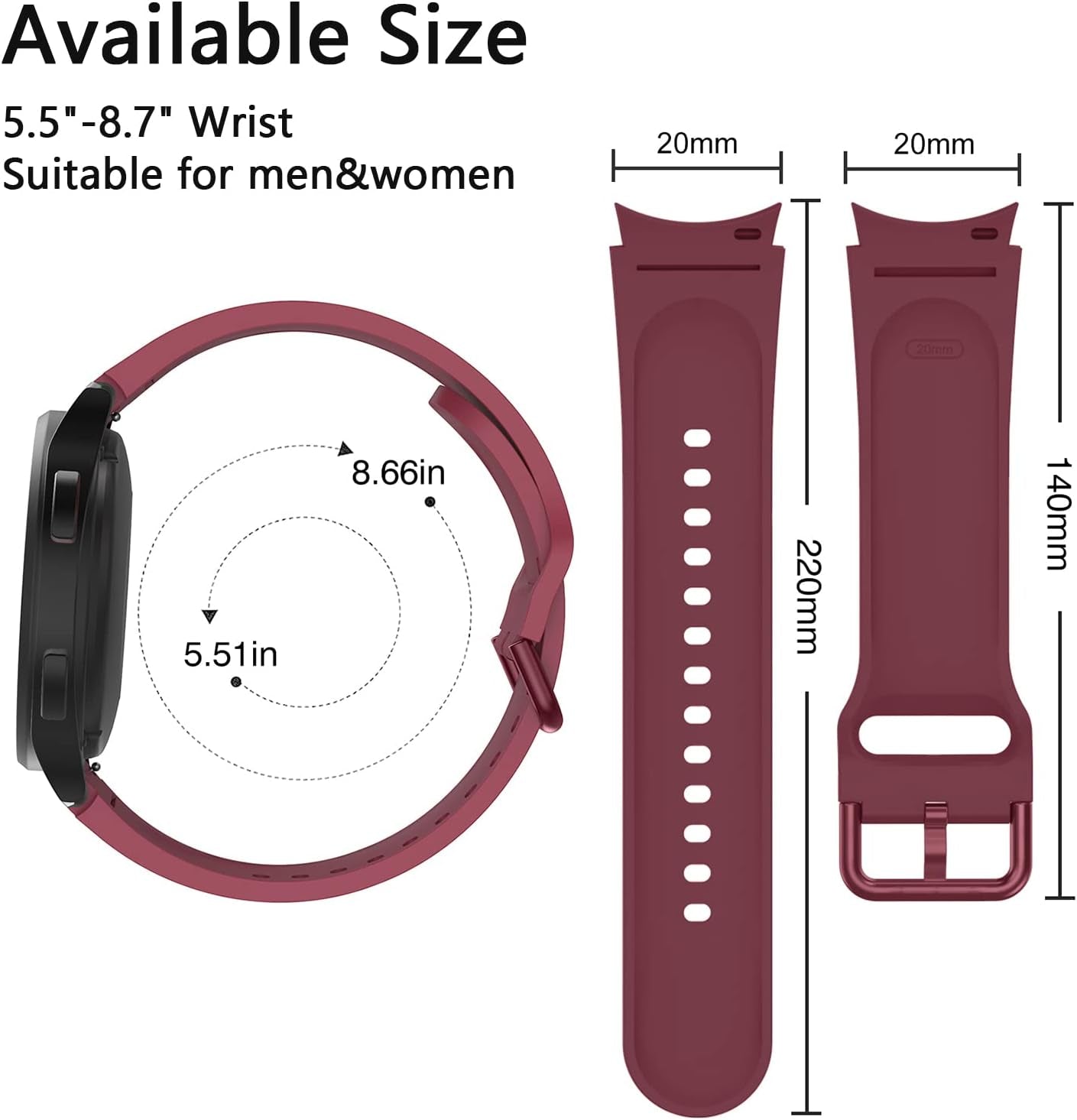 Bands Compatible for Galaxy Watch 4/4 Classic, Soft Silicone Sports Band for Galaxy Watch 4 40Mm/44Mm,Men Women Replacement Strap for Galaxy 4 Classic 42Mm 46Mm