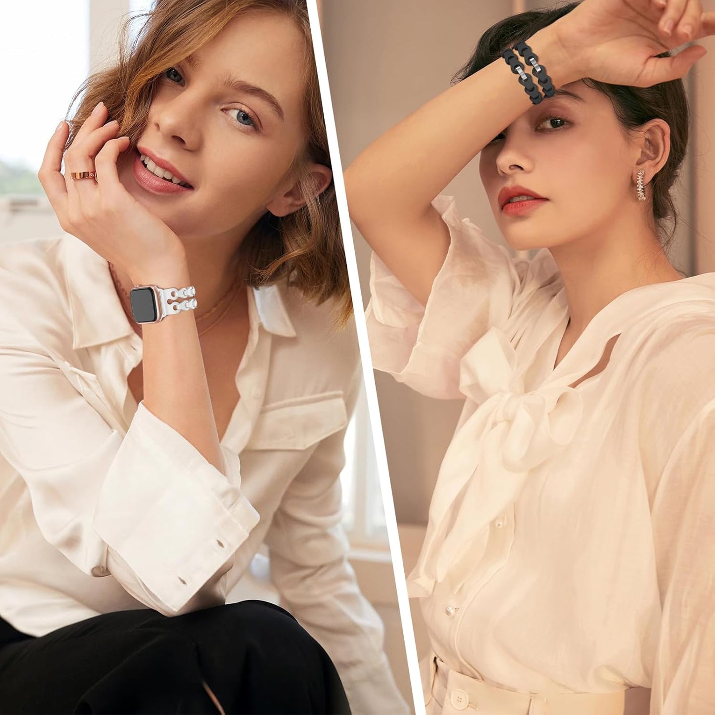 Bracelet Style Silicone Band Compatible with Apple Watch Band 40Mm 44Mm 41Mm 38Mm 45Mm 42Mm 49Mm for Women,Cute Breathable Strap Waterproof Sport Wristbands for Iwatch Series 9 SE 8 7 6 5 4 3 2 1