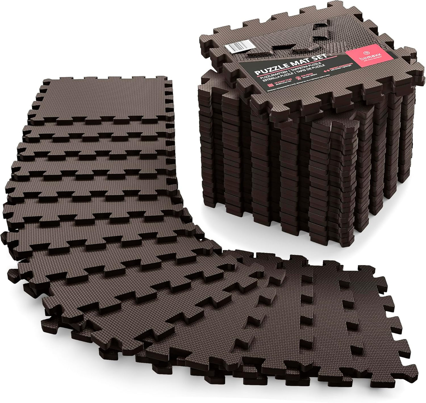 Gym Flooring Set - Interlocking EVA Soft Foam Floor Mat, 18 Pieces Puzzle Rubber Tiles Protective Ground Surface Protection, Play Workout Exercise Mats Underlay Matting Sports Pool Home Fitness Garage