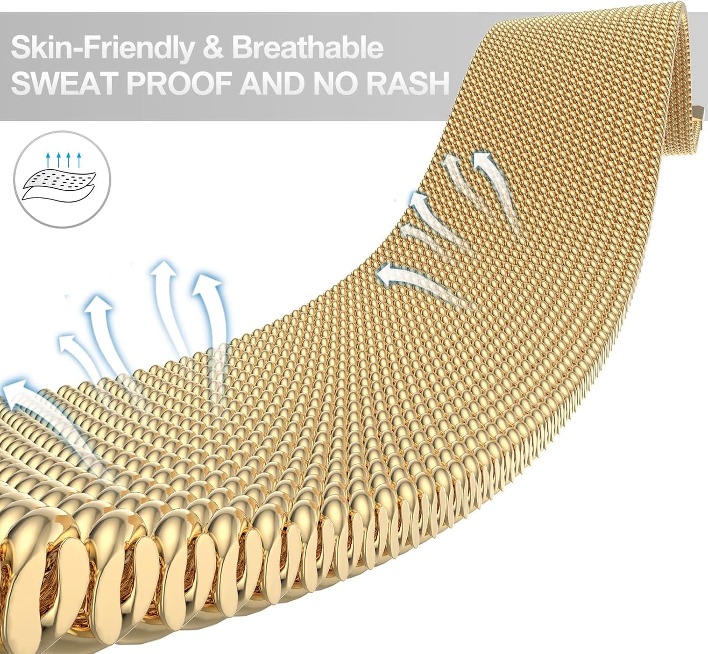 Compatible with Apple Watch Band 42Mm 44Mm 45Mm 38Mm 40Mm 41Mm,Stainless Steel Mesh Loop Magnetic Clasp Bands for Iwatch Series 9 8 SE 7 6 5 4 3 2 1 Women Men-41Mm/40Mm/38Mm Golden