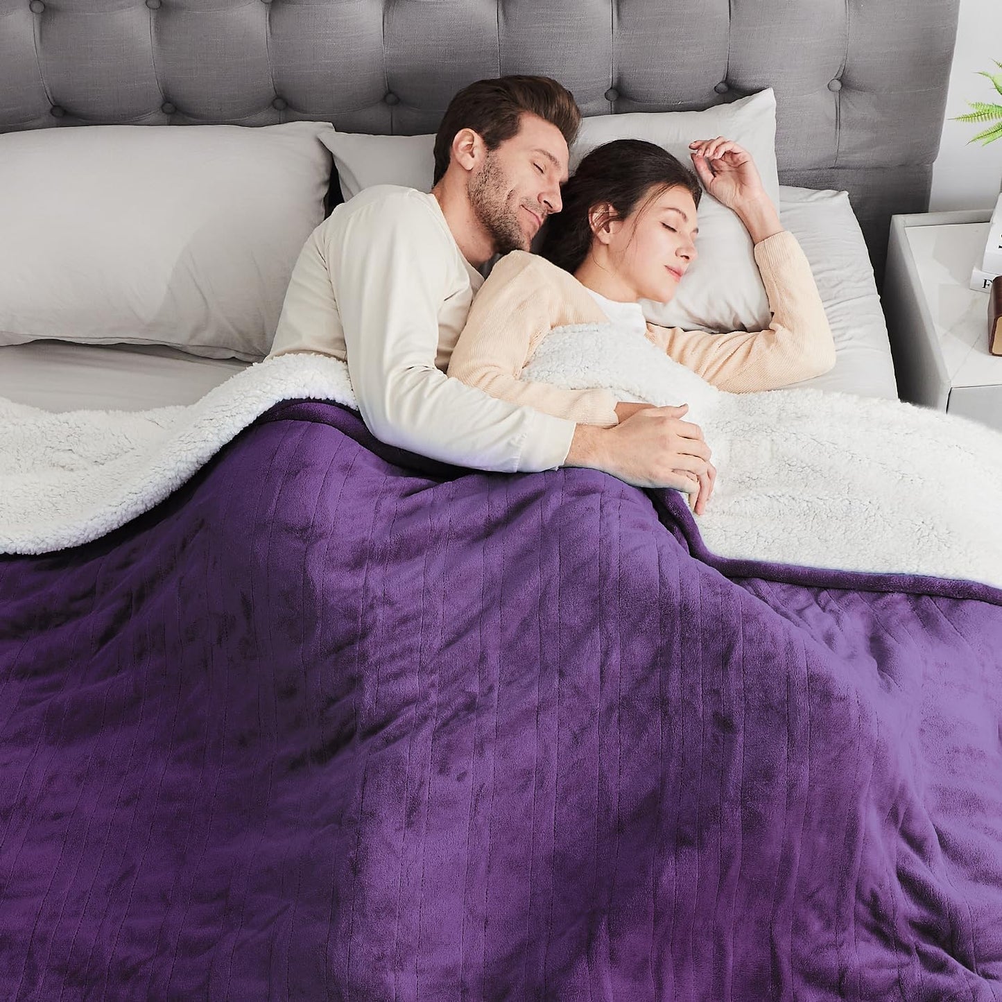 [5 Year Warranty Heated Blanket King Size, Dual Control, Electric Blanket 90"X 100", Double-Sided Faux Fur&Sherpa, Overheat Protection, 10 Heating Levels & 12H Auto Off, CPF, Home Office