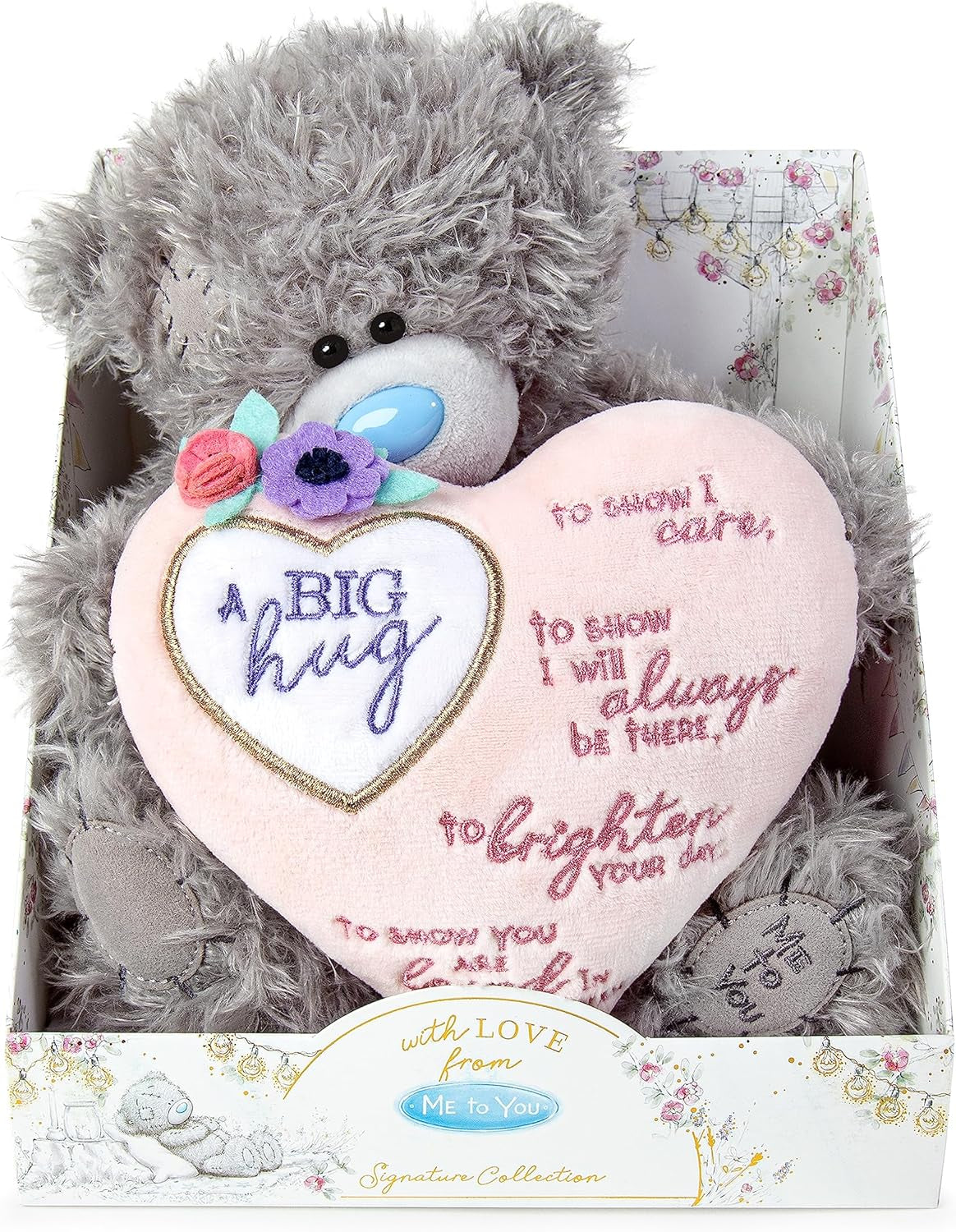 9" Big Hugs Padded Heart, Grey UK