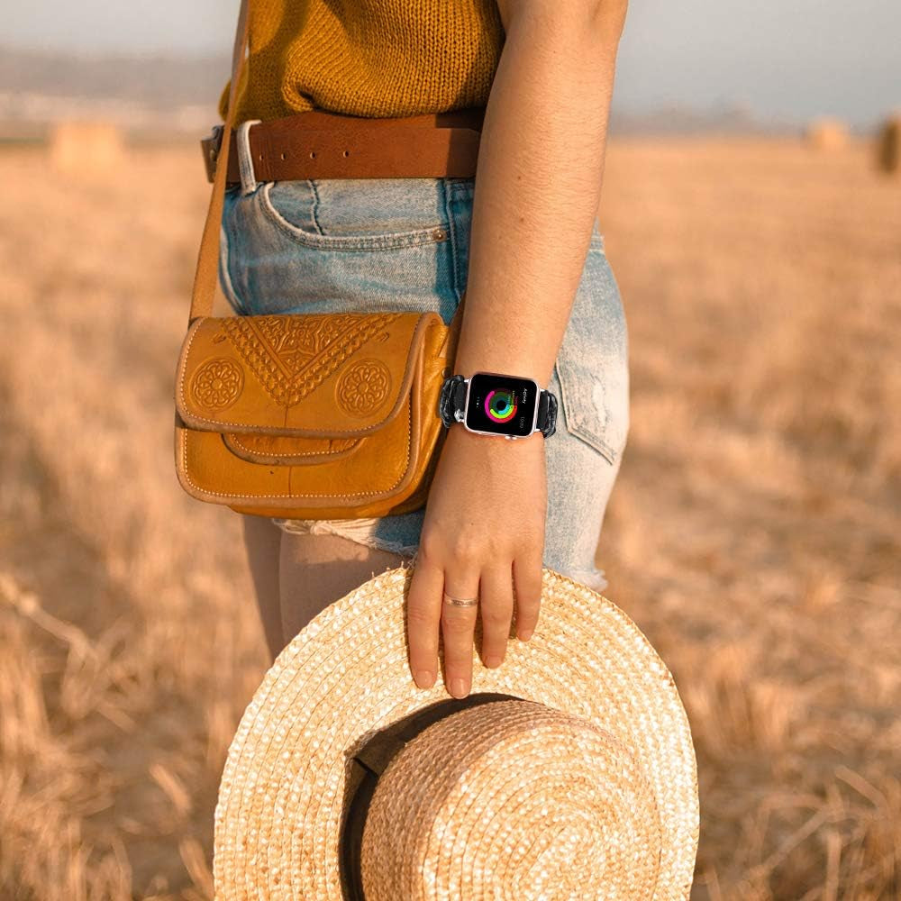 Compatible with Apple Watch Band 38Mm 40Mm 42Mm 44Mm Soft Floral Fabric Elastic Scrunchies Iwatch Bands for Apple Watch Series 6,SE,5,4,3,2,1 38Mm/40Mm Gray Flower L
