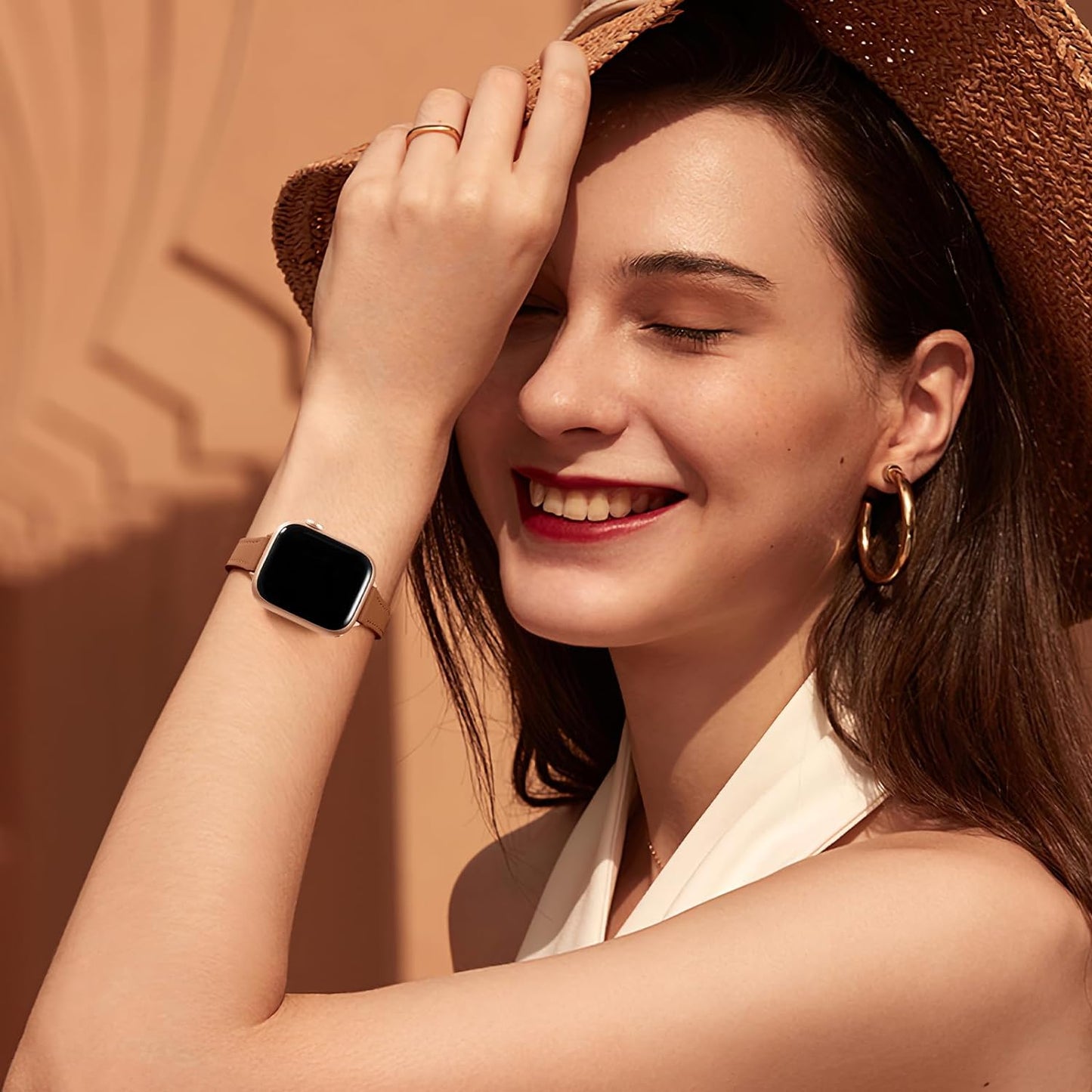 Slim Leather Band Compatible with Apple Watch Band 40Mm 38Mm 41Mm 42Mm 44Mm 45Mm 49Mm Women, Top Grain Genuine Leather Strap Thin Watch Wristband for Iwatch Series 9 8 7 6 5 4 3 2 1 SE Ultra 2
