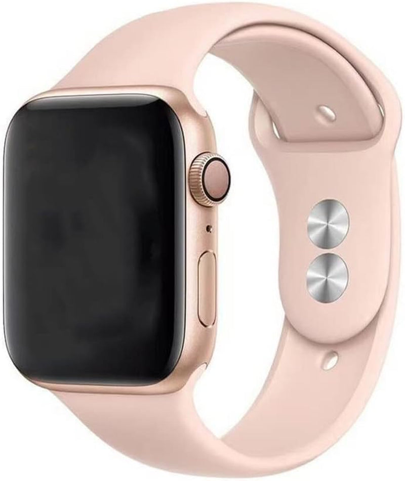 Soft Silicone Sport Replacement Strap Compatible for Apple Watch Series 8 7 6 5 4 3 2 1 Sport Edition,Men Women Pink
