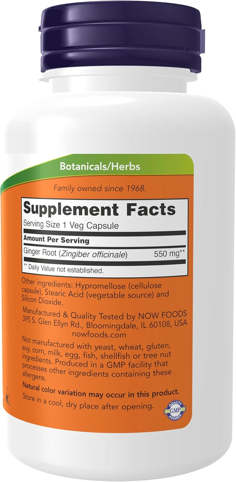 Supplements, Ginger Root (Zingiber Officinale) 550 Mg, Digestive Support*, 100 Veg Capsules TLBH