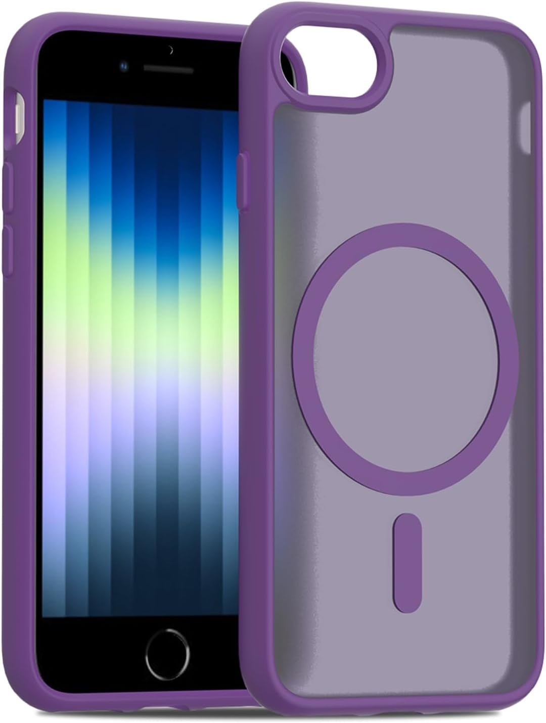 2025 New Magnetic for Iphone 16E Case,Compatible with Magsafe,Military Grade Drop Tested, Shockproof Matte Translucent Hard Back Slim Protective Case.Black Magnetic Circle.