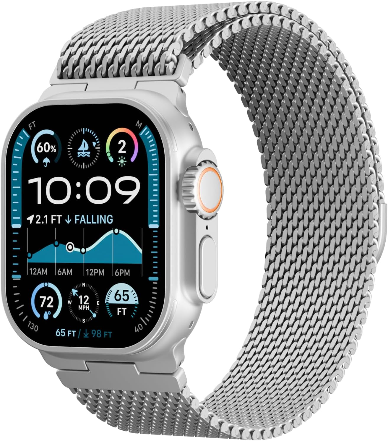 Milanese Mesh Loop Compatible with Apple Watch Band Ultra 2/Ultra 49Mm 46Mm 45Mm 44Mm Men, Breathable Replacement Band for Iwatch SE Series 10/9/8/7/6/5/4