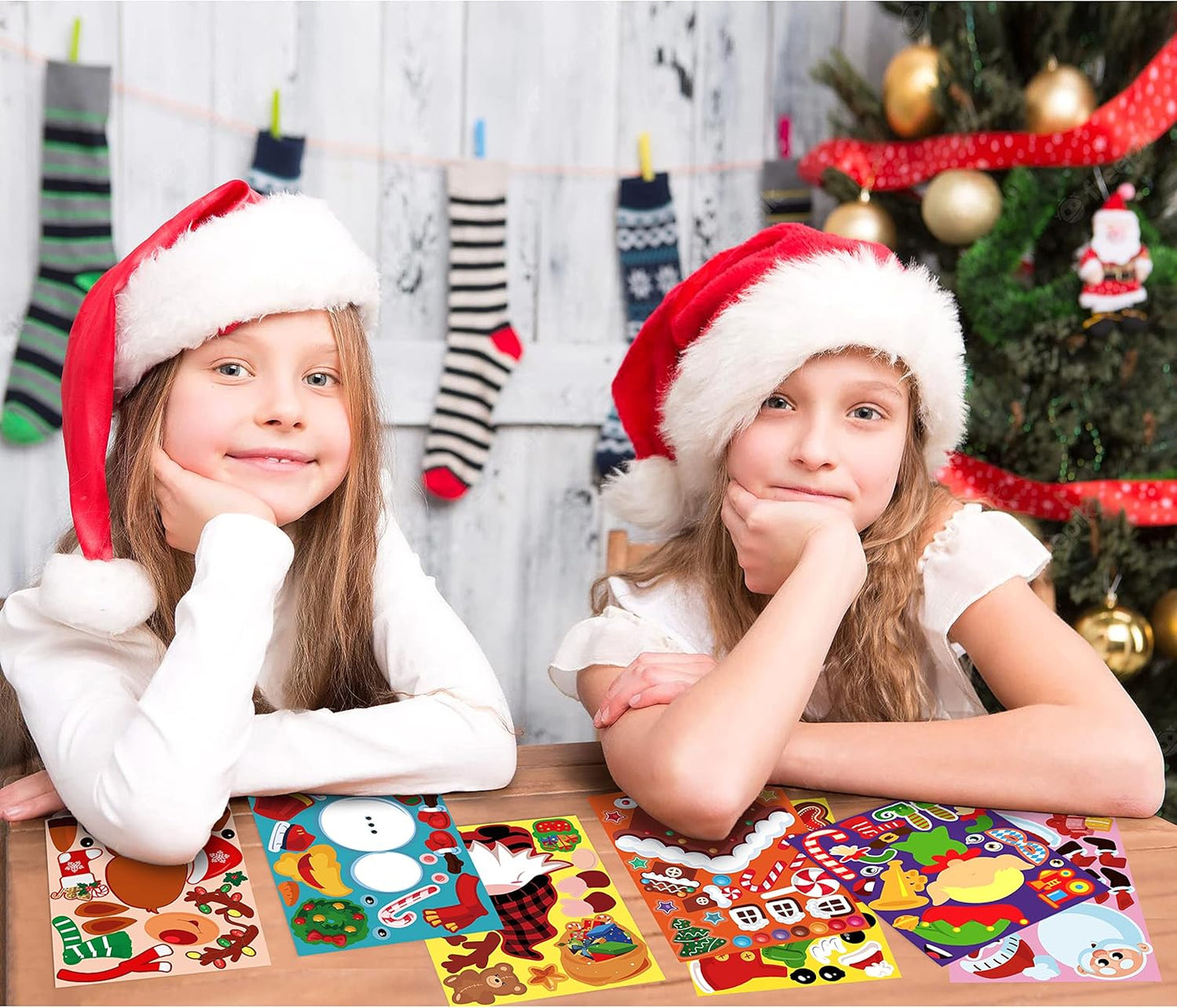 60Sheets Christmas Stickers Crafts for Kids - Make-A- Elf/Nutcracker/Gnomes/Gingerbread House/Santa/Snowman/Xmas Tree, Stocking Stuffers Goodie Bag Gifts Party Favors Supplies (Small Size)