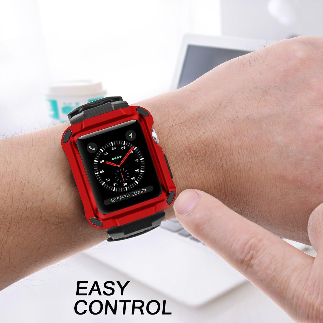 Compatible with Apple Watch Band with Case 42Mm, Metal Rugged Case with Sports Breathable Band for Apple Watch 42Mm Series 3/2/1