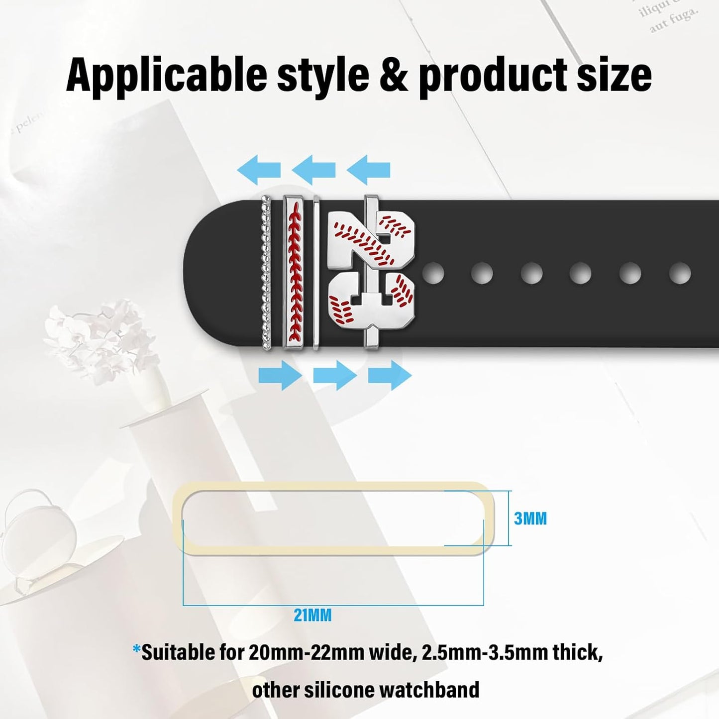 Baseball Number Watch Charms for Boy 00-30 Athletes Jersey Number Decorative Rings Loops Compatible with Apple Watch Accessories 45Mm 44Mm 42Mm 41Mm 40Mm 38Mm Iwatch Series 8 7 6 5 4 3 2 1(No Watch Band)