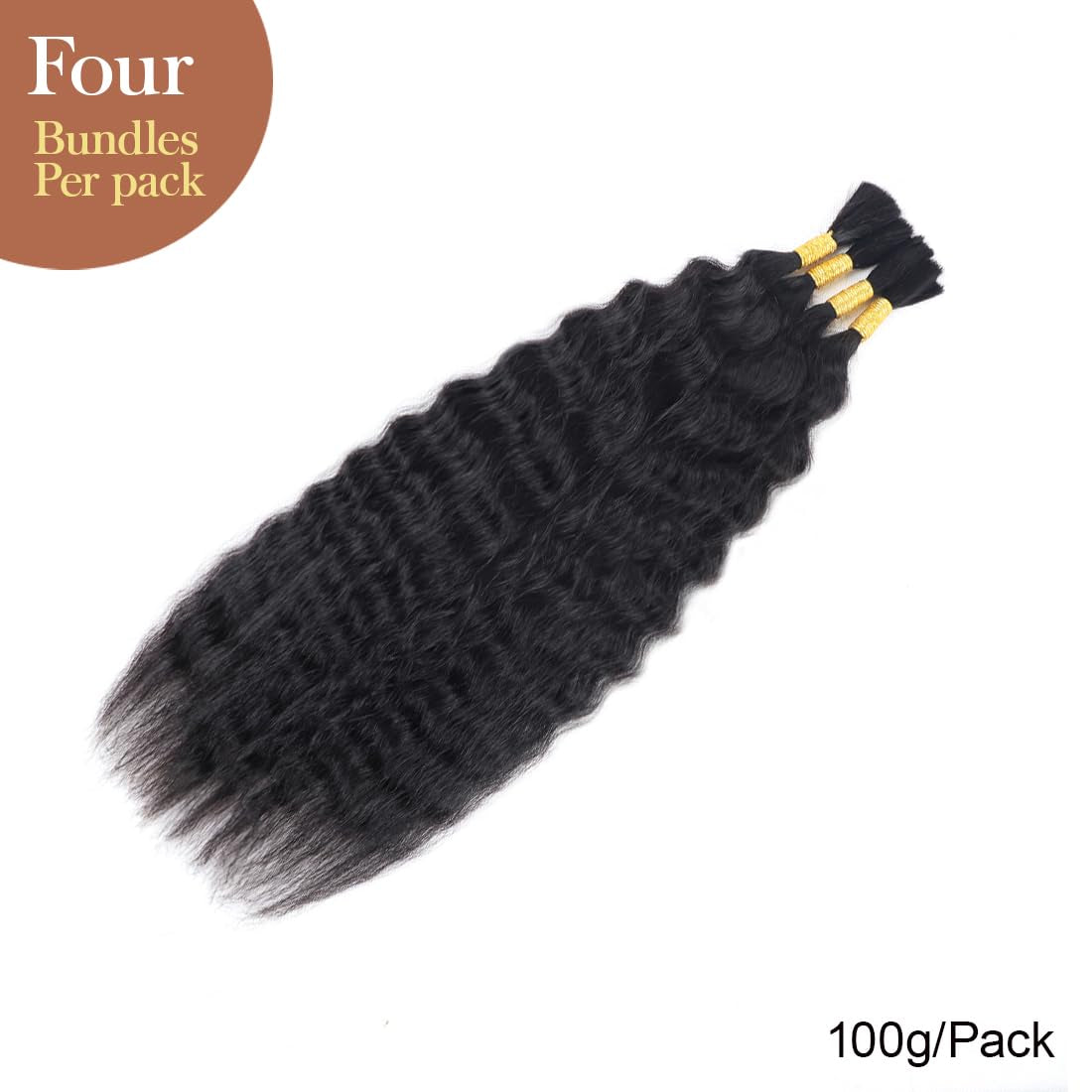 Super Wave Bulk Human Hair for Braiding No Weft 100G (1Pack-4Pcs) Super French Wet and Wavy Braiding Human Hair 100% Virgin Human Hair Micro Braiding Hair (Super Bulk (Natural), 16 Inch)