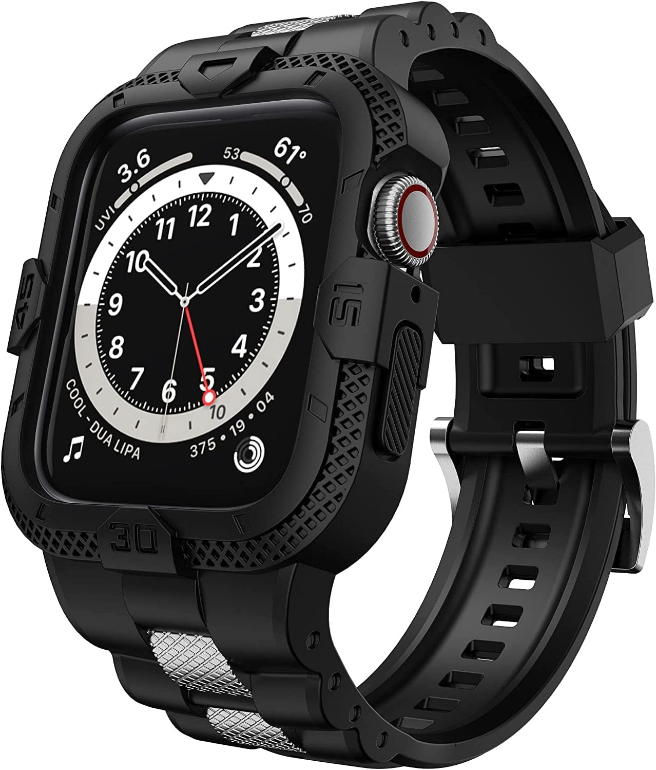 Bands Compatible for Apple Watch Band 41Mm 40Mm 38Mm, Men Sport Rugged Band with Protective Case for Watch Series 9 8 7/Series 6 SE 5 4 3, Black