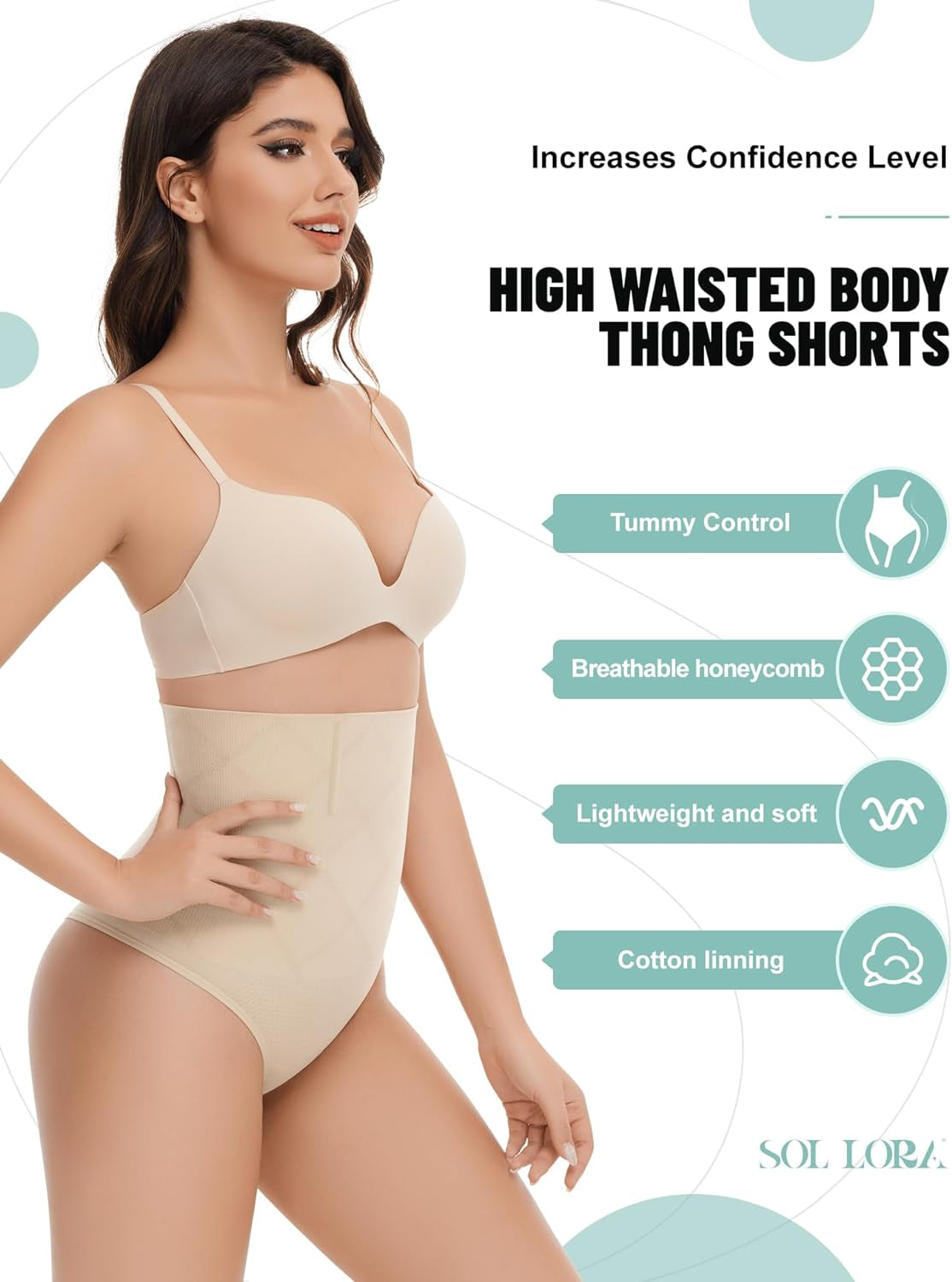 Thong Shapewear Tummy Control, High Waist Women'S Shapewear Underwear and Spanks