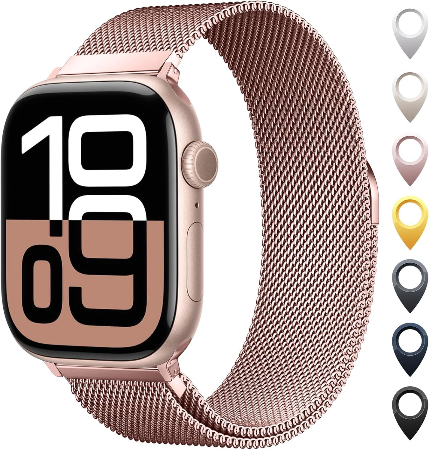 Stainless Steel Mesh Loop Compatible with Apple Watch Band 38Mm 40Mm 41Mm 42Mm 44Mm 45Mm 46Mm 49Mm Women Men, Magnetic Clasp Replacement Strap for Iwatch Series Ultra SE 10 9 8 7 6 5 4 3 2 1