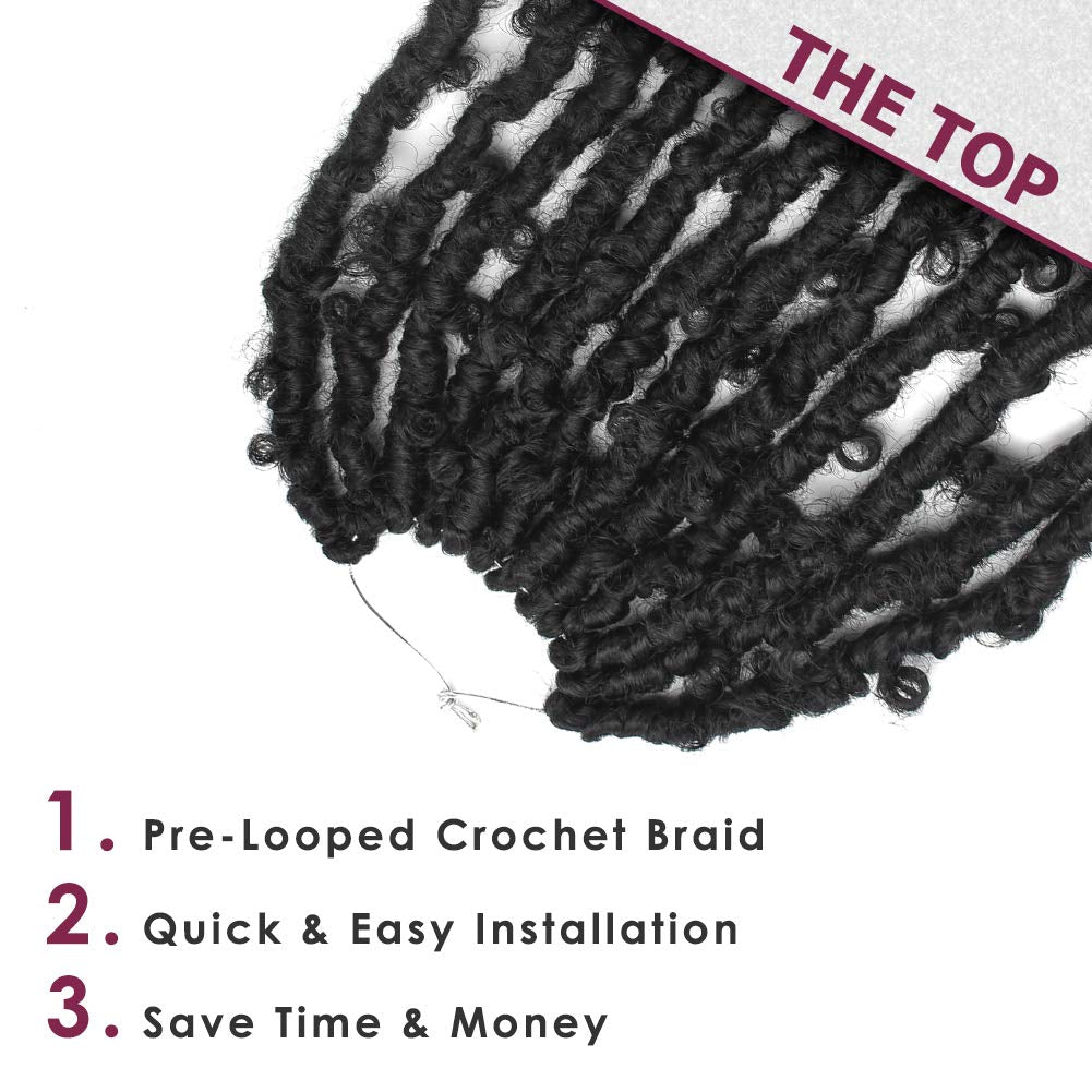 6 Packs Butterfly Locs Crochet Hair 12 Inch Pre Looped Distressed Locs Crochet Braids (1B)