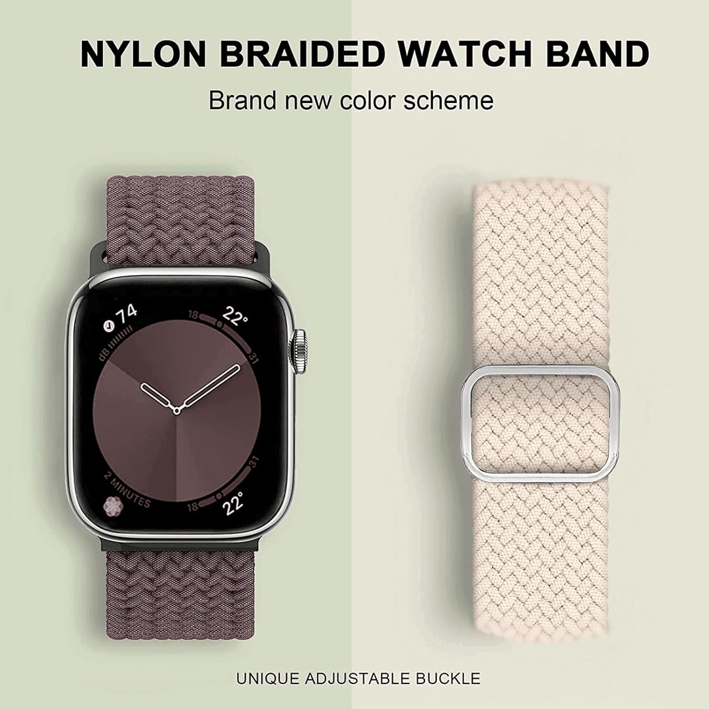 Braided Solo Loop Compatible with Apple Watch Band 38Mm 40Mm 41Mm, Adjustable Stretchy Bands Elastic Sport Wristbands for Iwatch Series 8 7 6 5 4 3 2 1 SE Ultra, for Men/Women, 2 Pack.