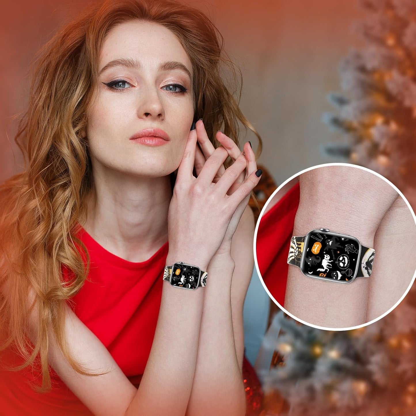 Halloween Compatible with Apple Watch Band 40Mm for Women Girl, Silicone Strap for Apple Watch Bands Gift 38Mm 41Mm, Soft Festival Bands for Iwatch Bands Series 10 9 8 7 6 5 4 3 2 1 SE Men Boy