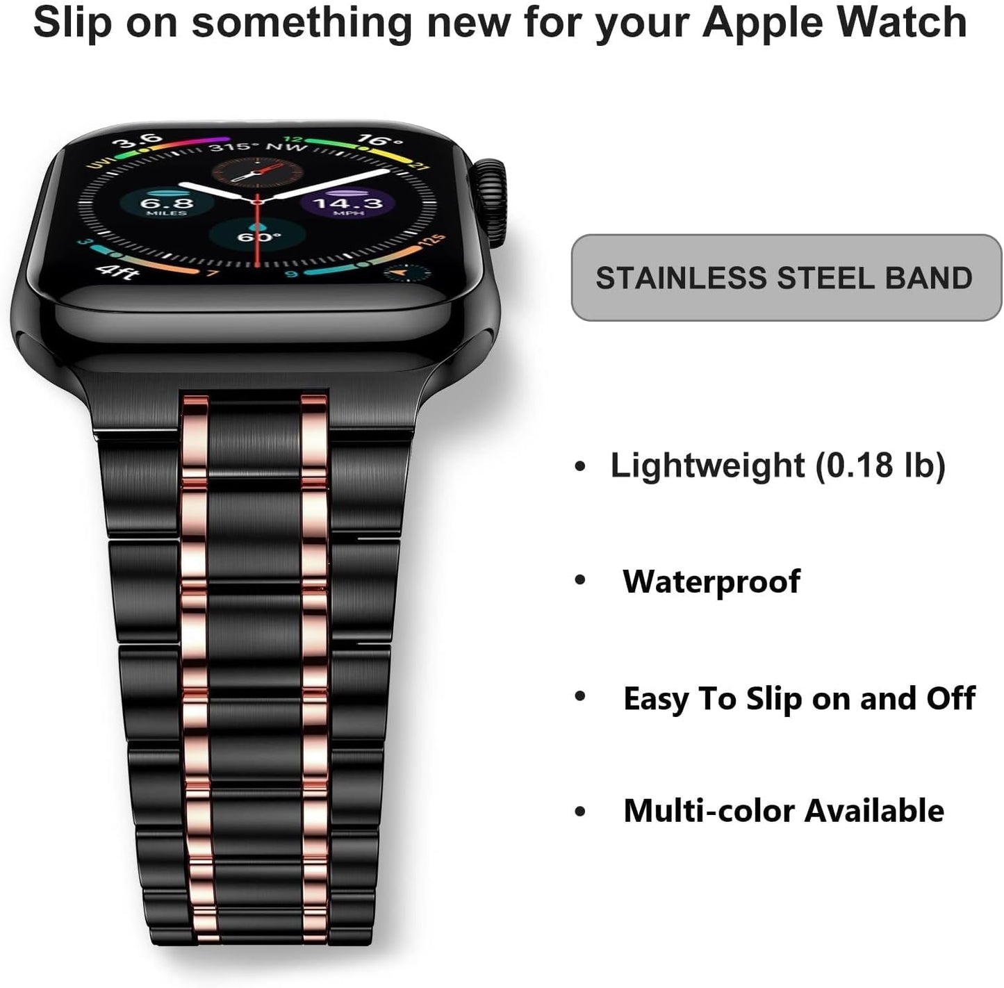 Stainless Steel Bands Compatible with Apple Watch Band 38Mm 40Mm 41Mm 42Mm 44Mm 45Mm Woman Men, Adjustable Metal Replacement Strap for Iwatch Apple Watch Series 9 8 7 6 5 4 3 2 1 SE