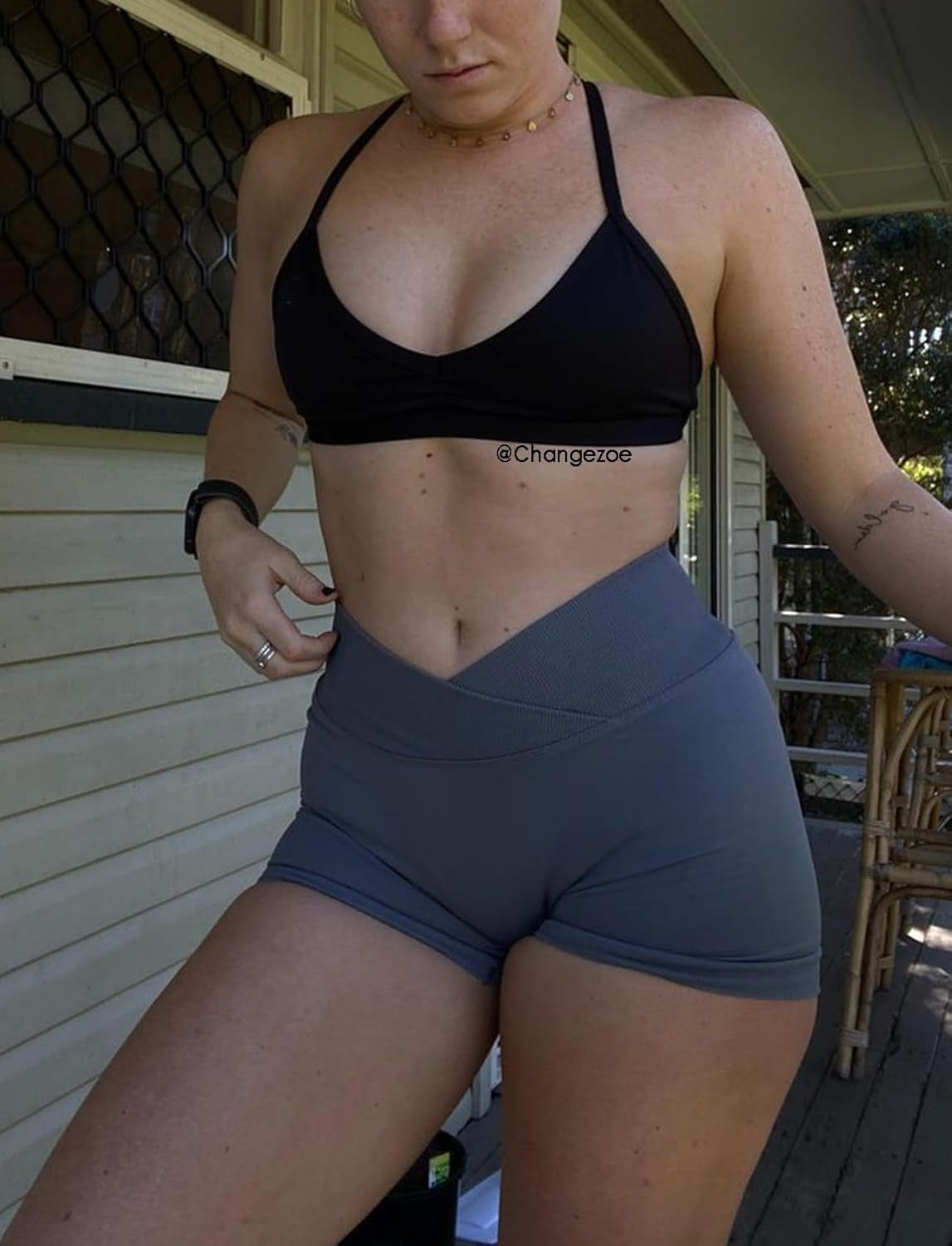 V Cross Waist Scrunch Workout Shorts for Women - 3.5 Inch High Waisted Booty Contour Gym Yoga Shorts