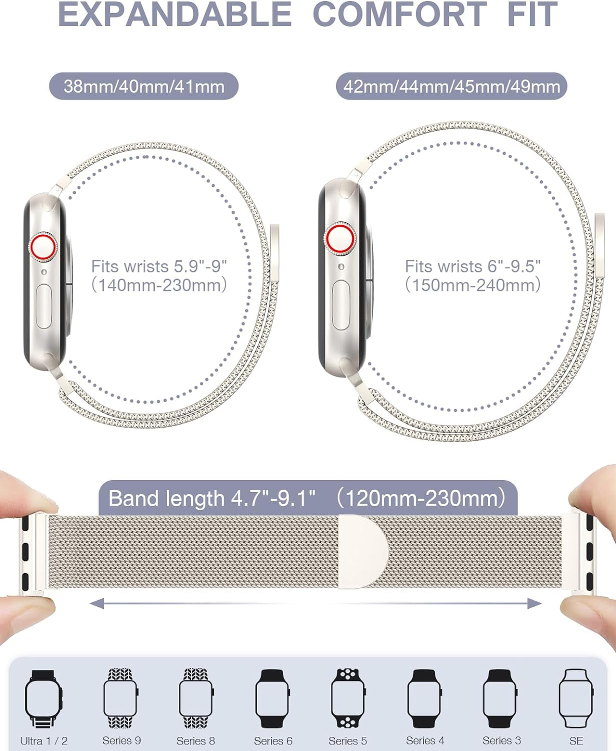 Original Stainless Steel Loop for Apple Watch Band 38Mm 40Mm 41Mm 42Mm 44Mm 45Mm 49Mm, Magnetic Clasp Replacement Bands for Iwatch Series Ultra SE 8 7 6 5 4 3 2 1, Women & Men Watch Strap for Apple