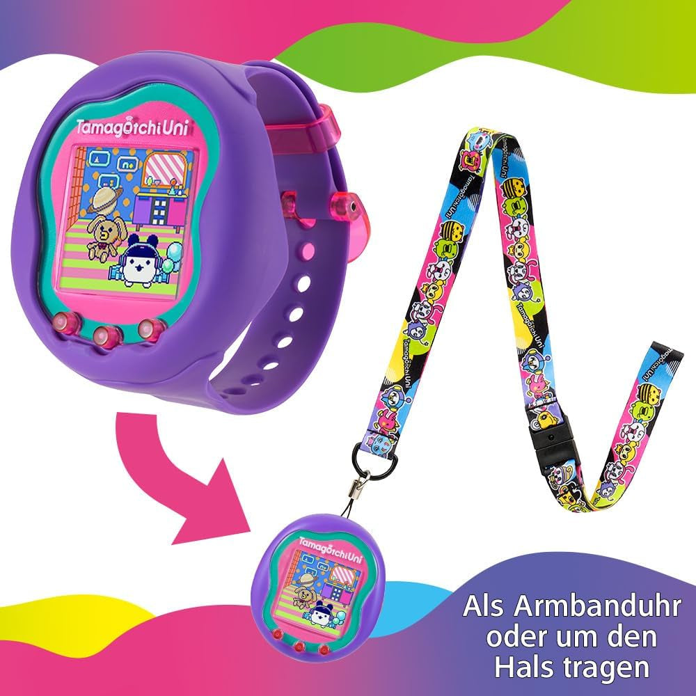 TAMAGOTCHI Uni Purple Shell | the Customisable New Generation of Virtual Pet Based on the Original 90S Toy | Connect with Friends Worldwide with This Wearable Electronic Game BanUK