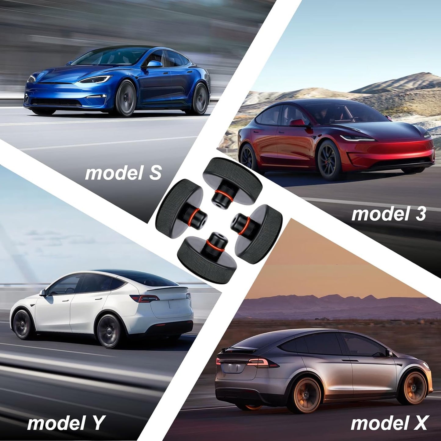 4Pcs for Tesla Jack Pads, Upgrade for Tesla Lifting Pucks Jack Pad Compatible with Tesla Model 3/S/X/Y, 2024 Newest Jack Stand Rubber Pads for Tesla Protects Battery & Chassis by RXSXYAT