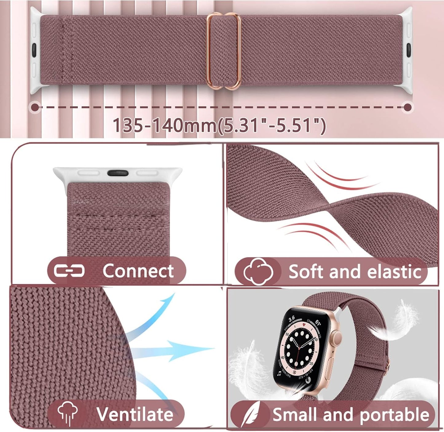 Adjustable Braided Solo Loop Bands Compatible with Apple Watch 38Mm 40Mm 41Mm 42Mm 44Mm 45Mm 49Mm, Stretchy Nylon Sport Elastic Wristbands Women Men Straps for Iwatch Series 8/7/6/5/4/3/2/1/Se/Ultra, 3 Packs