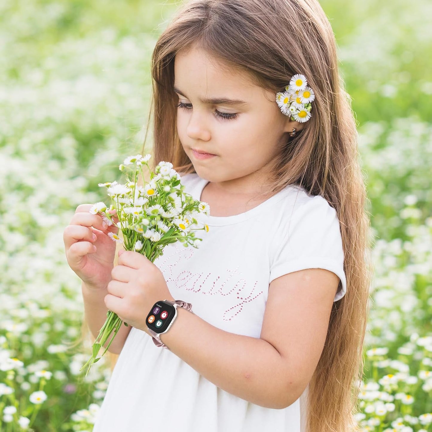 Scrunchie Band Compatible with Gizmo Watch 3/2/1 & Gabb Watch 3/2/1 & Syncup Kids Watch, Cute Printed Stretchy Solo Loop Band Replacement, Easy to Take on and Off
