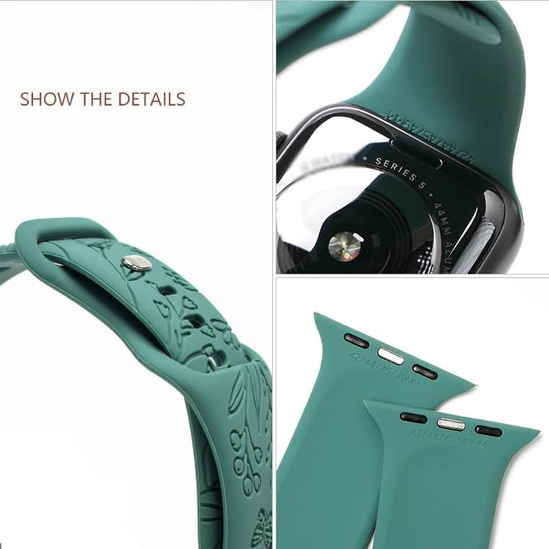 AXTECHS Engraved Butterfly Watch Bands Are Compatible with Apple Watch Bands Sizes 38Mm 40Mm 41Mm 42Mm 44Mm 45Mm 49Mm Iwatch Series 9 8 7 6 5 4 3 2 1 SE Ultra Ultra 2, and Are Made from Premium Soft Silicone for Men and Women.