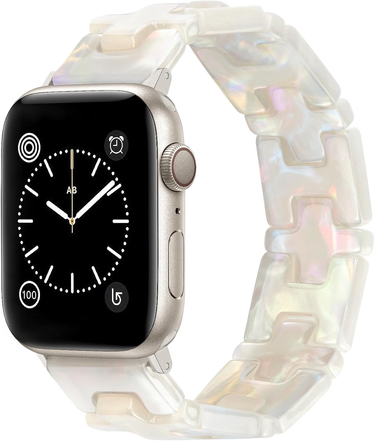 Slim Leather-Bands Resin Stretchy Watch Band Bundle Compatible with Apple Watch Band 38Mm 40Mm 41Mm 42Mm 44Mm 45Mm 49Mm Strap Wristband for Women for Iwatch Series 9/8/7/6/5/4/3/2/1/Se/Ultra