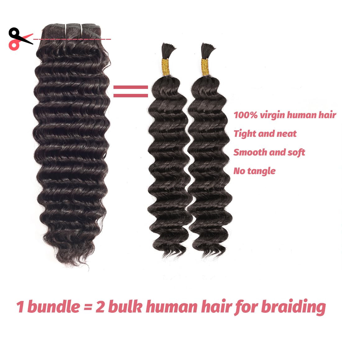 12A Deep Wave Human Hair Bundles Brazilian Deep Curly Bundles Human Hair 16 18 20 Inchs 3 Bundles Deals Human Hair 100% Unprocessed Natural Black
