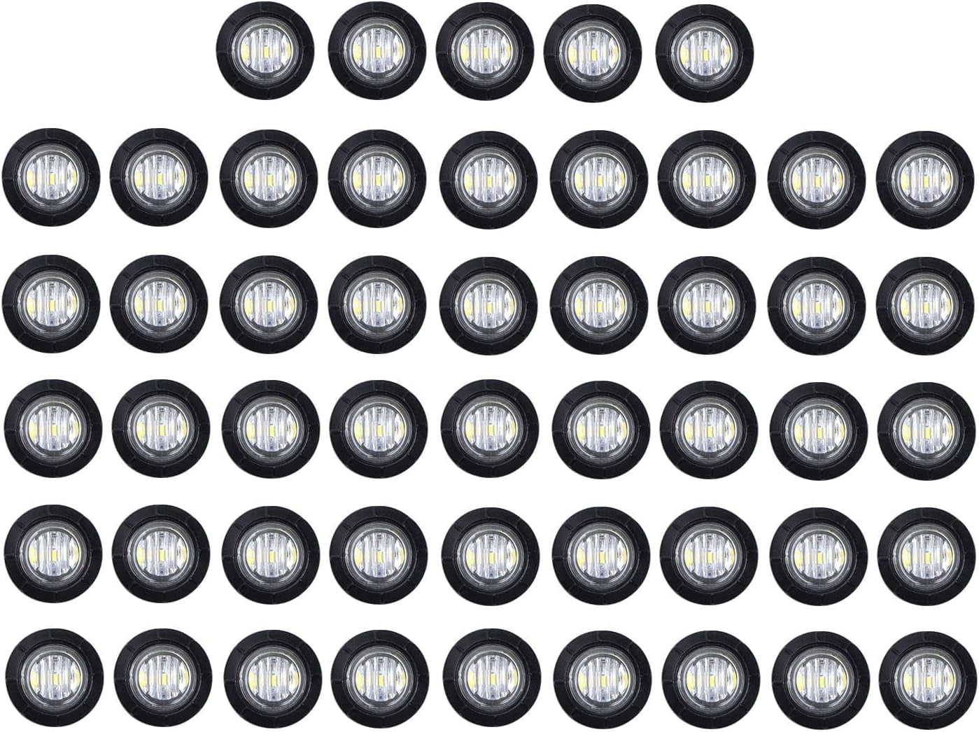 50 Pcs 3/4 Inch Mount Amber 3 LED Mini round Trailer Side Marker Indicator Lights Clearance Button Signal Lamps Universal for Trucks Lorry Boat Pickup Bus Caravan RV Waterproof Sealed Bulbs 12V DC