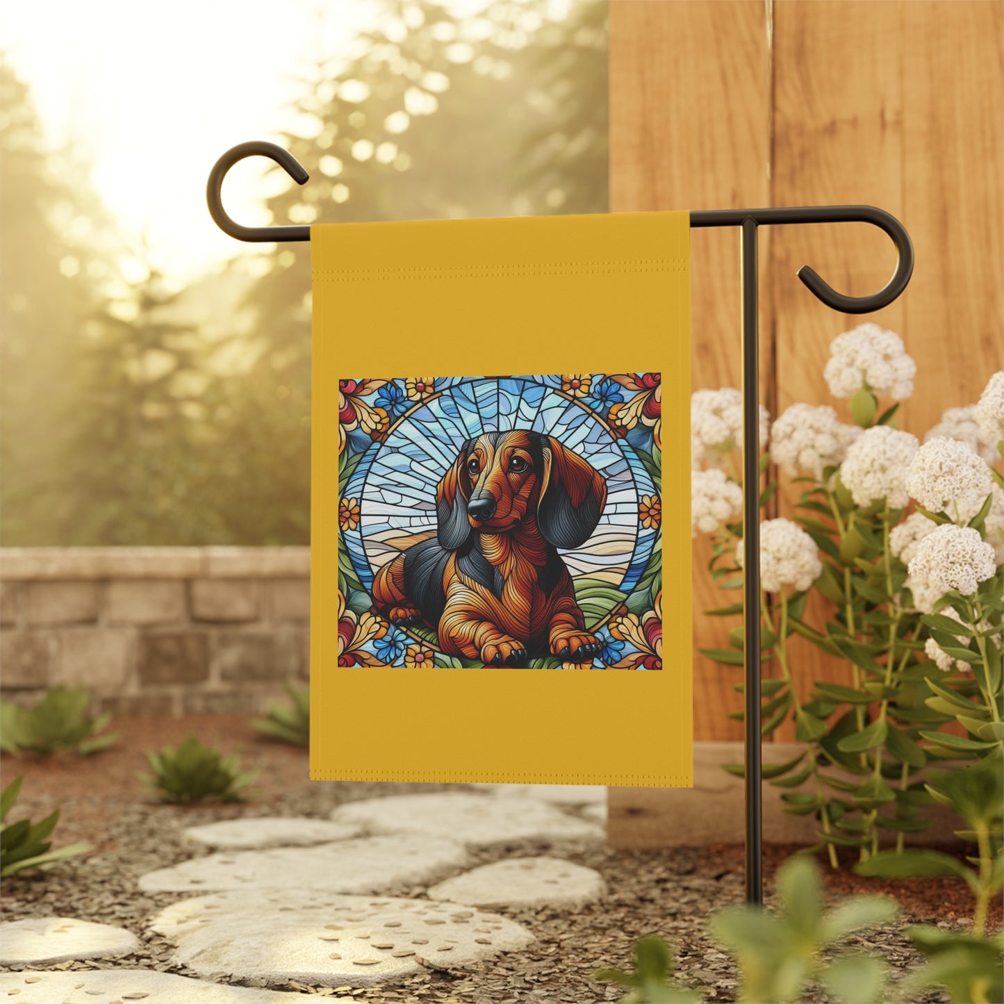 Vibrant Dachshund Garden Banner - Colorful Dog Flag for Animal Lovers