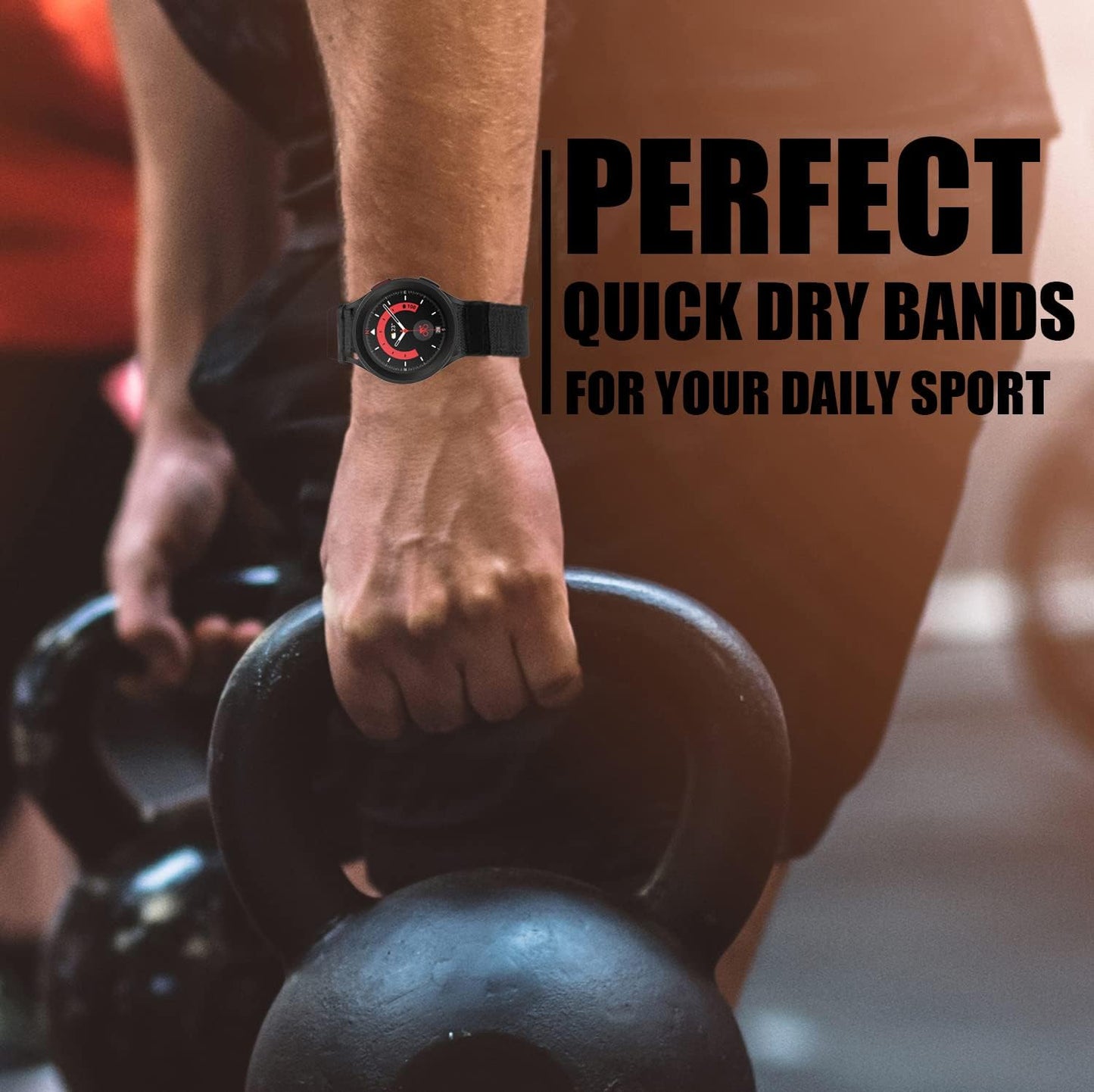 Galaxy Watch 5 Pro Bands/Watch 6/5/4 44Mm 40Mm Band Compatible with Samsung Watch 6/4 Classic 47Mm 43Mm 42Mm 46Mm Bands, 20Mm Nylon Sports Bands with Leather Wristband Replacement Strap