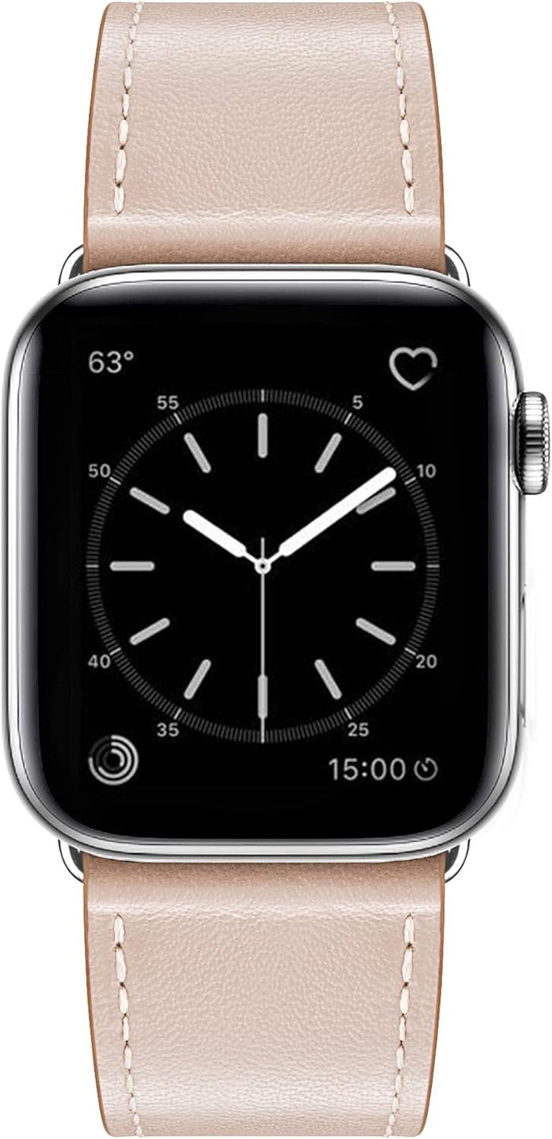 Compatible with Apple Watch Band 42Mm (Series 10) /41Mm/40Mm/38Mm, Genuine Leather Bands Replacement Strap for Iwatch Series 10 9 8 Se 7 6 5 4 3 2 1, Women & Men