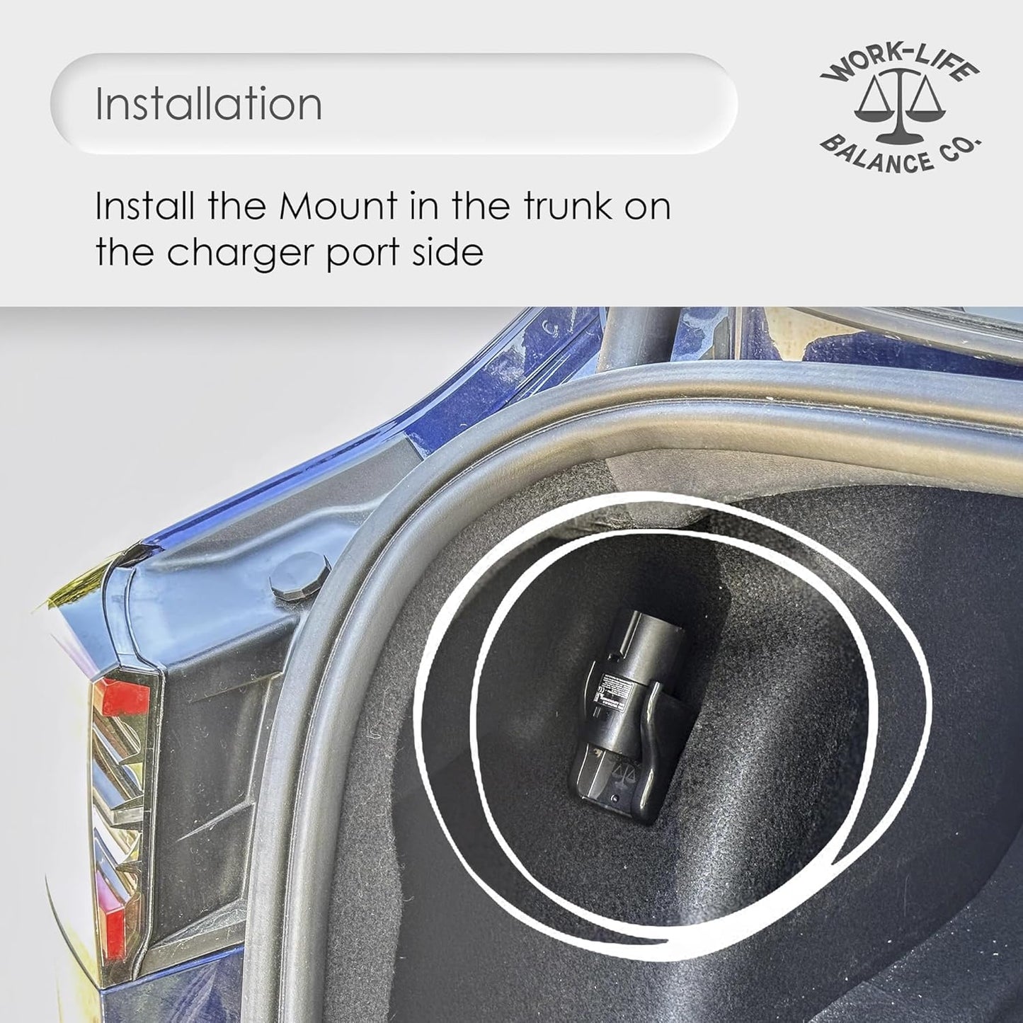 Trunk Mount for Tesla J1772 Charging Adapter, Accessory for Model 3/Y/S/X, Install in Trunk with Grip Tape, Trunk Organizer, No Drilling, Easy in and Out Support