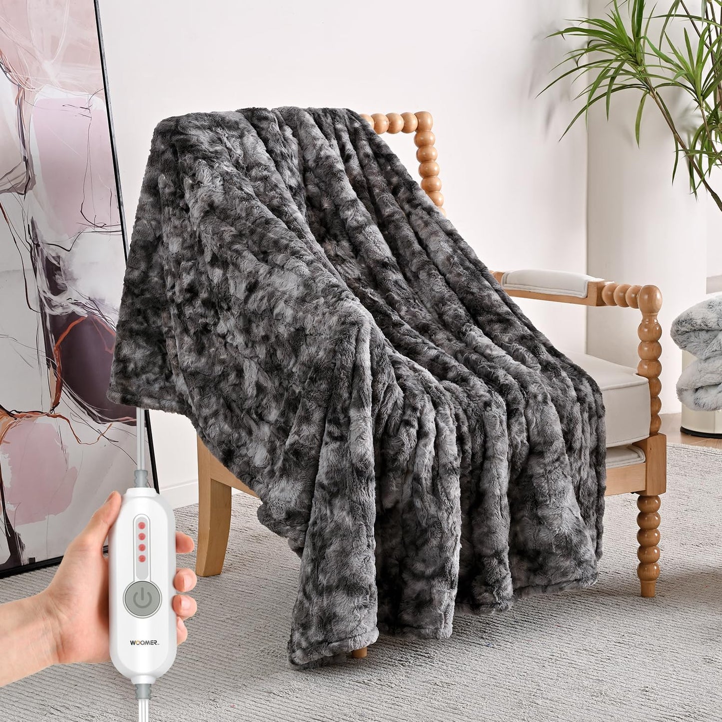 [5 Year Warranty Heated Blanket King Size, Dual Control, Electric Blanket 90"X 100", Double-Sided Faux Fur&Sherpa, Overheat Protection, 10 Heating Levels & 12H Auto Off, CPF, Home Office