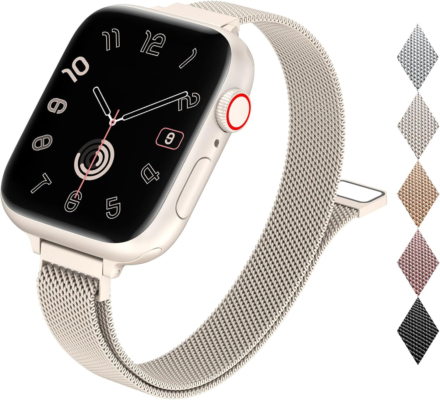 Slim Milanese Loop Compatible with Apple Watch Band for Women 40Mm 41Mm 38Mm 44Mm 45Mm 49Mm 42Mm, Stainless Steel Magnetic Mesh Strap Work on Iwatch Bands Series 9 8 7 6 5 4 3 2 1 Ultra SE