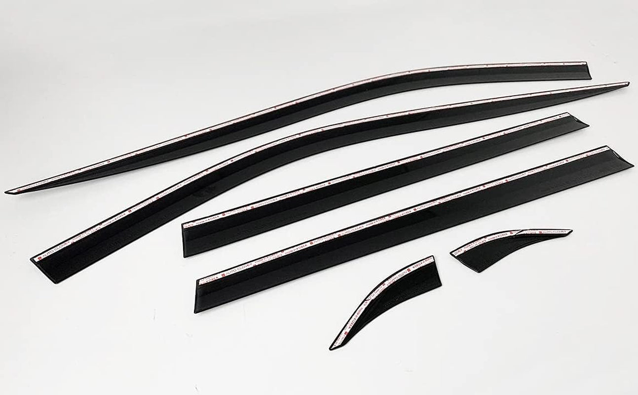 Tape-On Rain Guards Window Visors 6 Pcs Set for Toyota Rav4 2019 2020 2021 2022 2023 2024 / Window Deflectors, Out-Channel Vent Shades (Smoked)